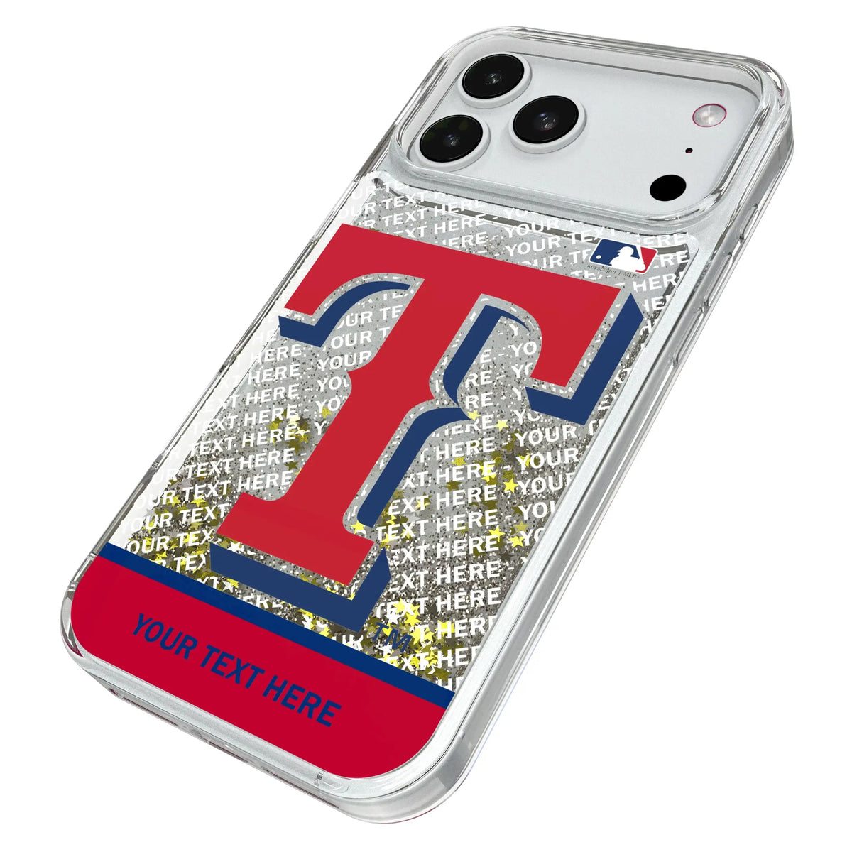 Texas Rangers Personalized EndZone Plus iPhone Glitter Phone Case for Apple iPhone - Isometric View#Device_iPhone 18 Pro Max