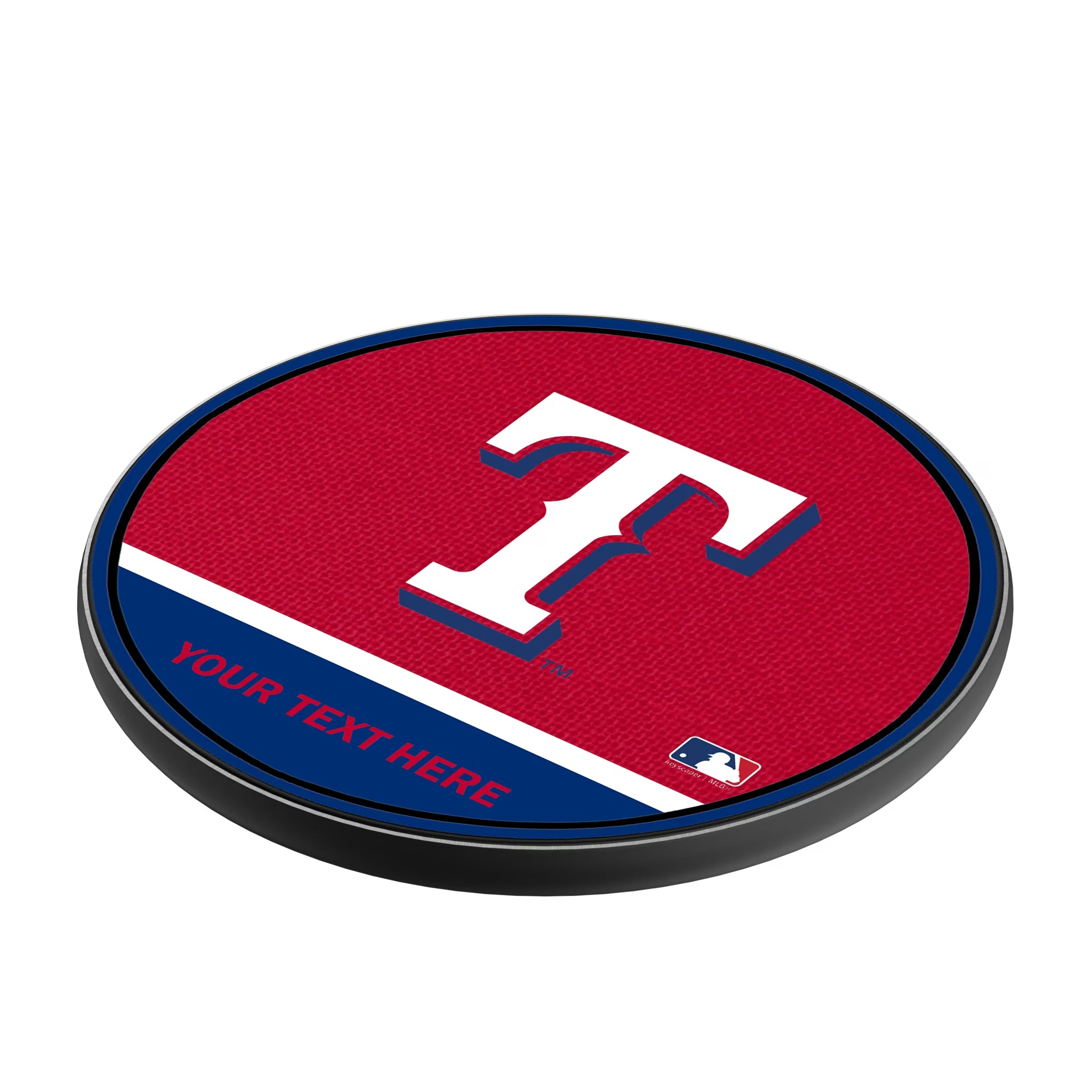 Texas Rangers Personalized Endzone Solid 15-Watt Wireless Charger - Isometric View