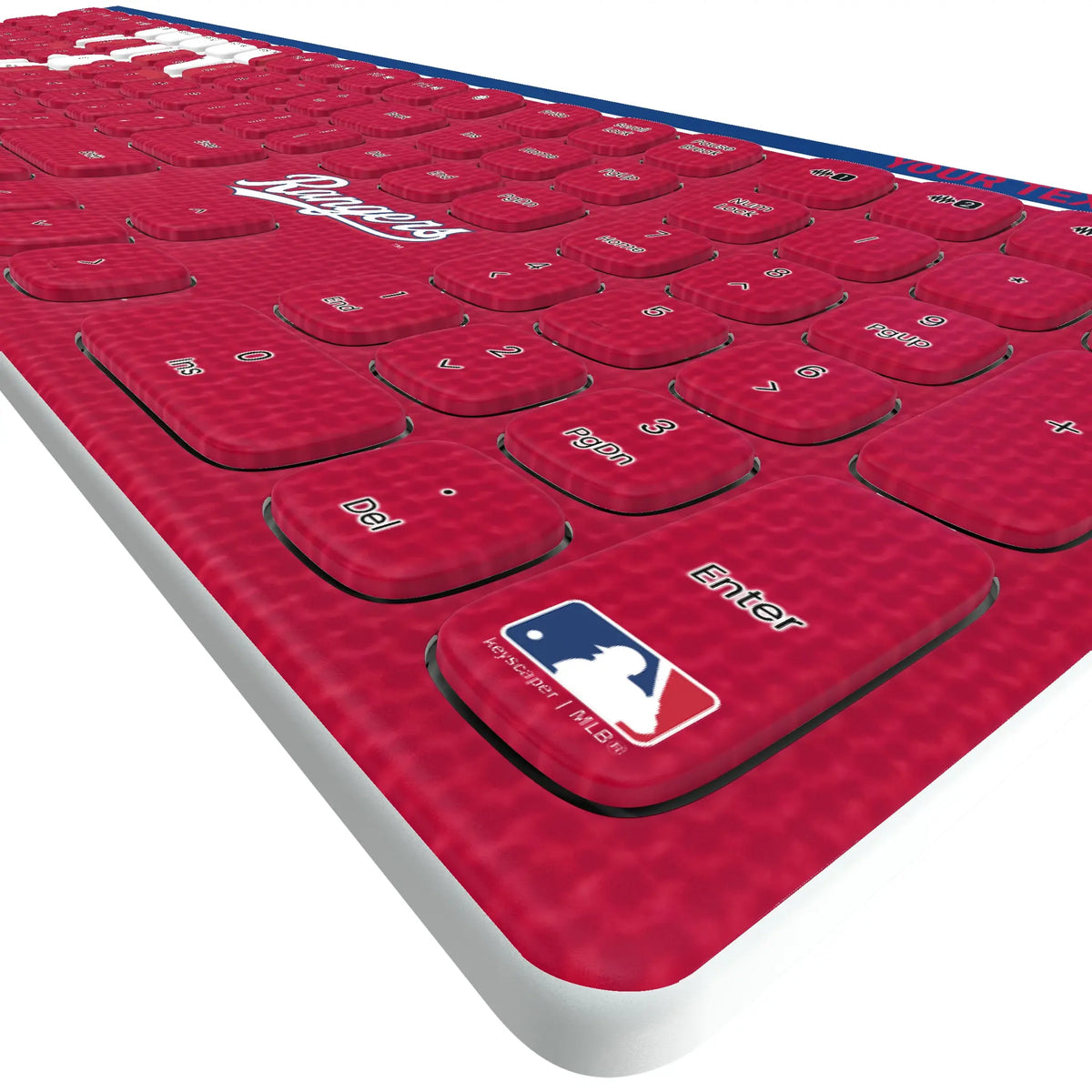 Texas Rangers Personalized Endzone Solid KKB605 Curved Wireless Keyboard - Detail