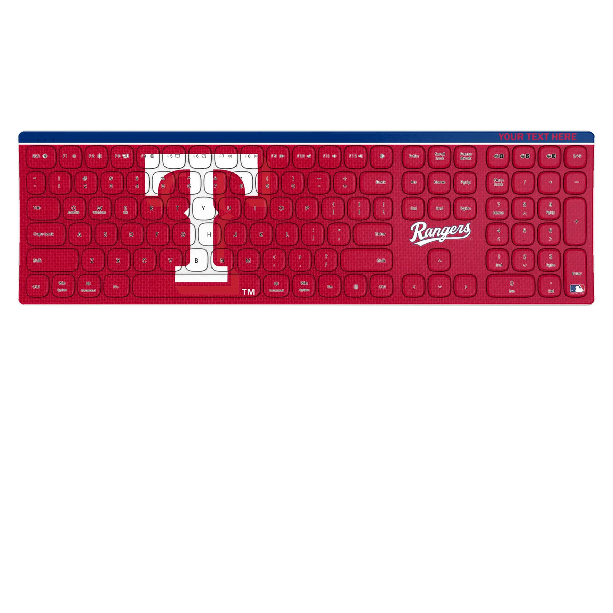 Texas Rangers Personalized Endzone Solid KKB605 Curved Wireless Keyboard