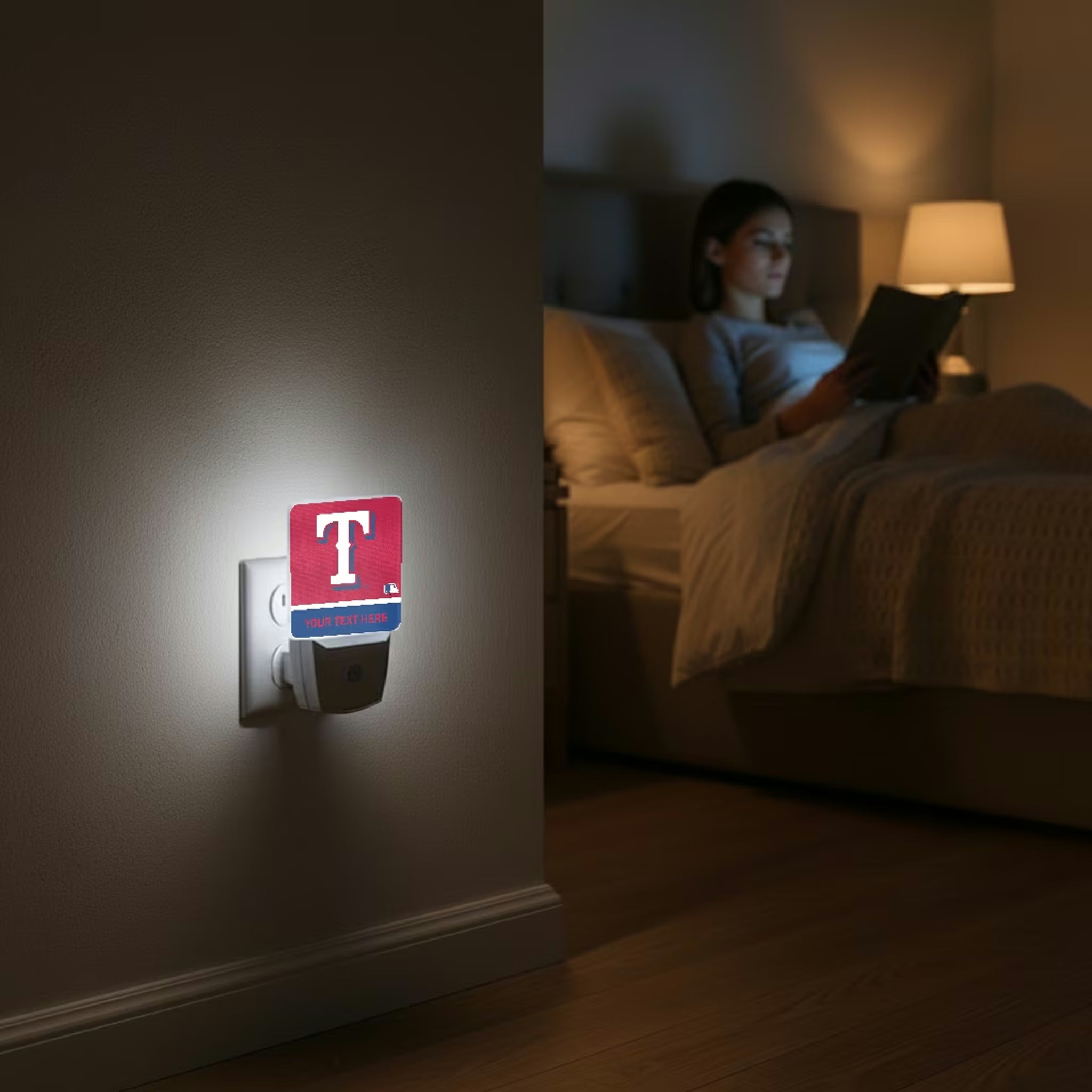 Texas Rangers Personalized Endzone Solid Night Light 2-Pack - Lifestyle
