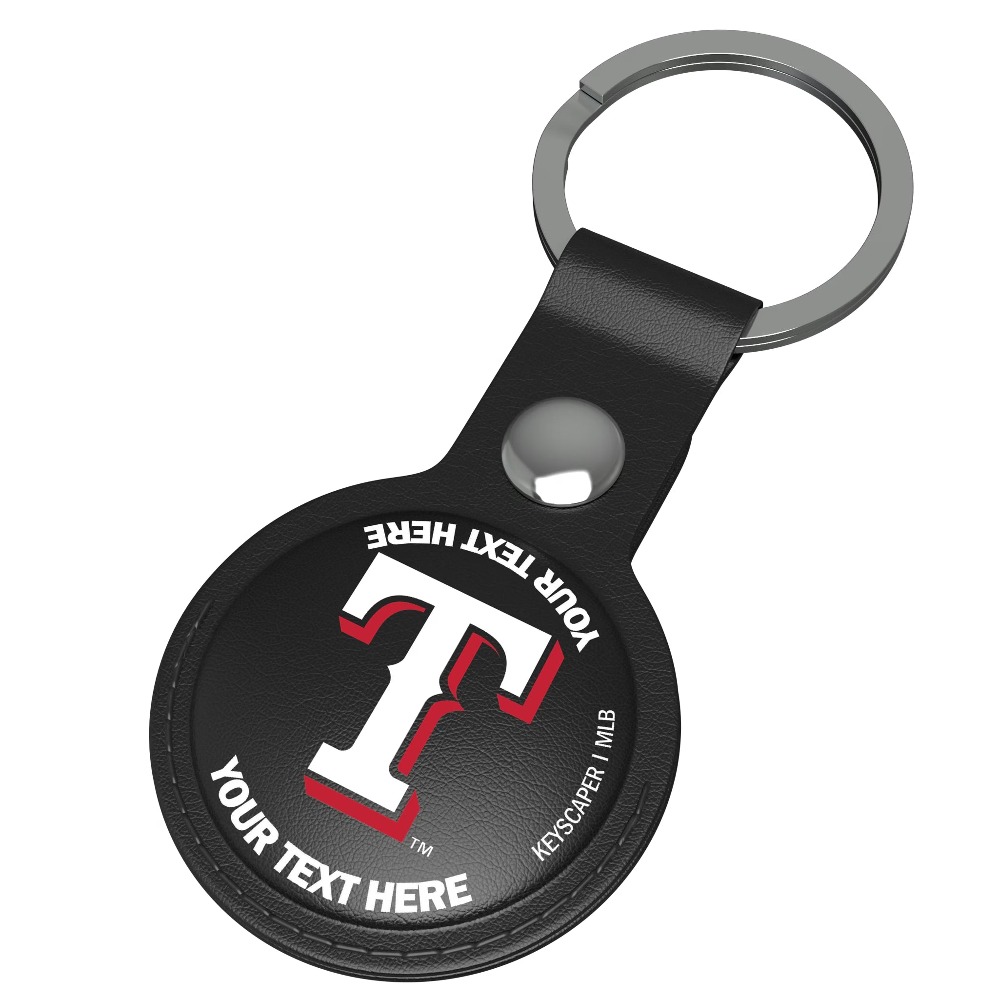 Texas Rangers Personalized Insignia AirTag Black Airtag Holder - Isometric View