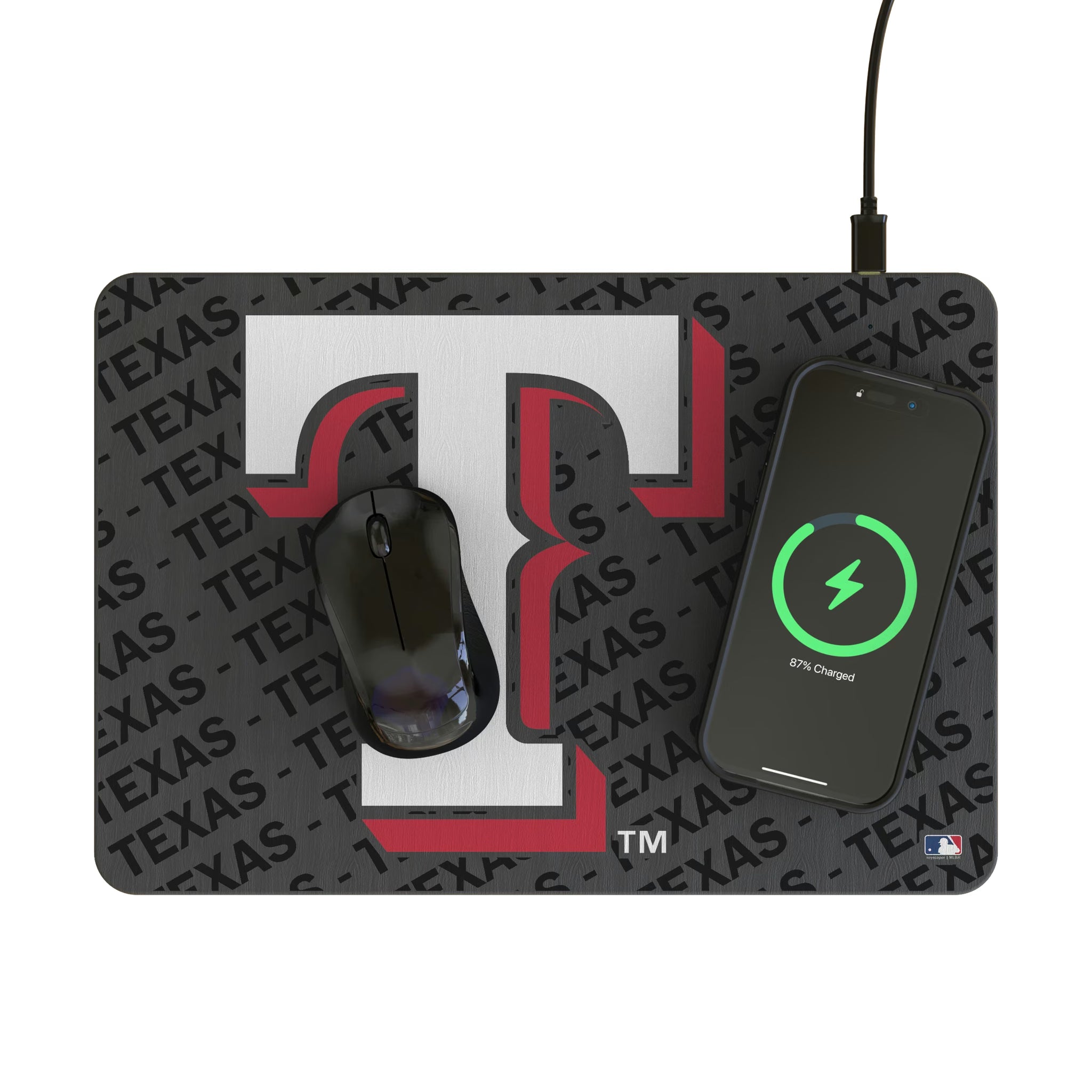 Texas Rangers Personalized Tilt 15-Watt Wireless Charger and Mouse Pad - Lifestyle