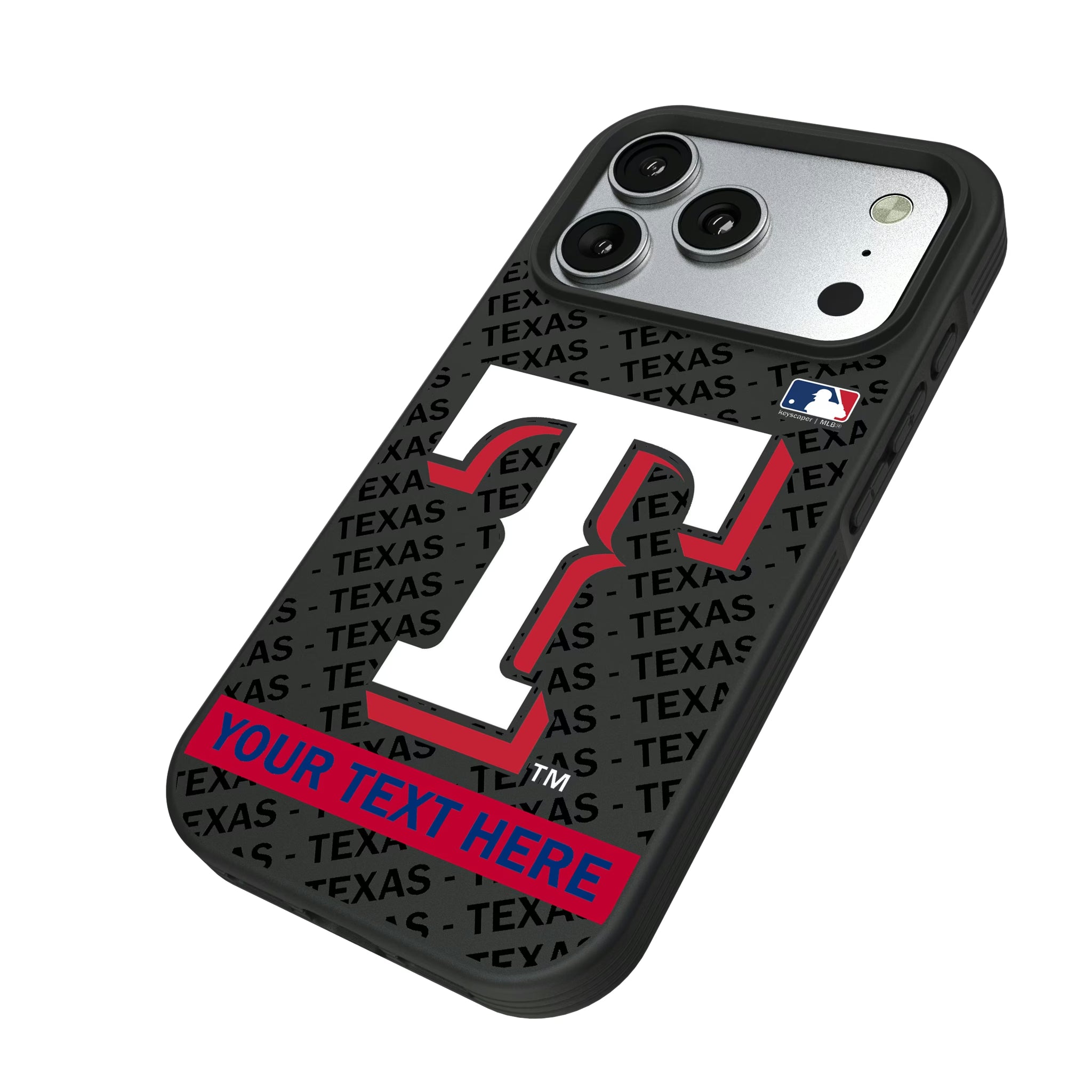 Texas Rangers Personalized Tilt iPhone Bump Phone Case for Apple iPhone - Isometric View#Device_iPhone 17 Pro