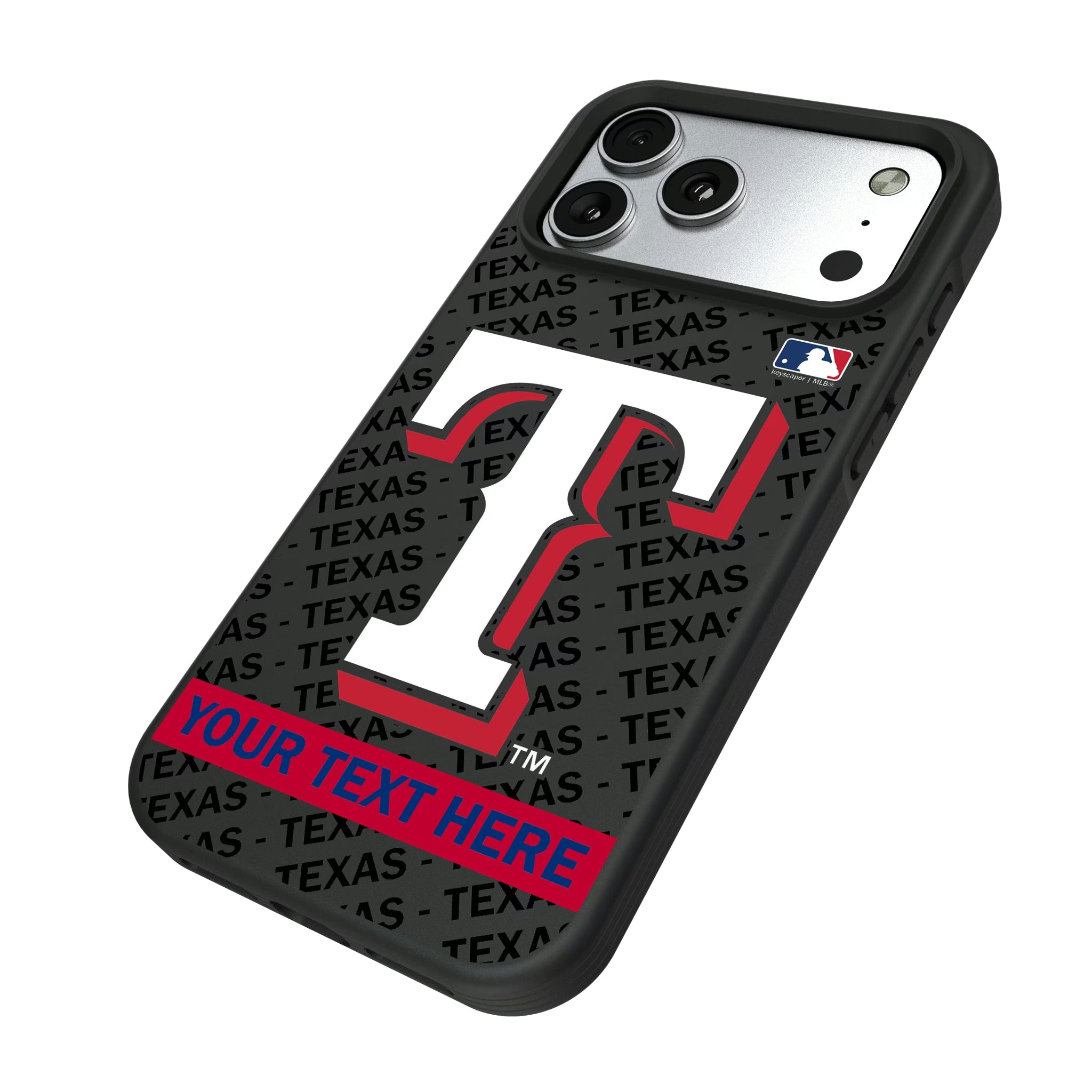 Texas Rangers Personalized Tilt iPhone Bump Phone Case for Apple iPhone - Isometric View#Device_iPhone 17 Pro Max