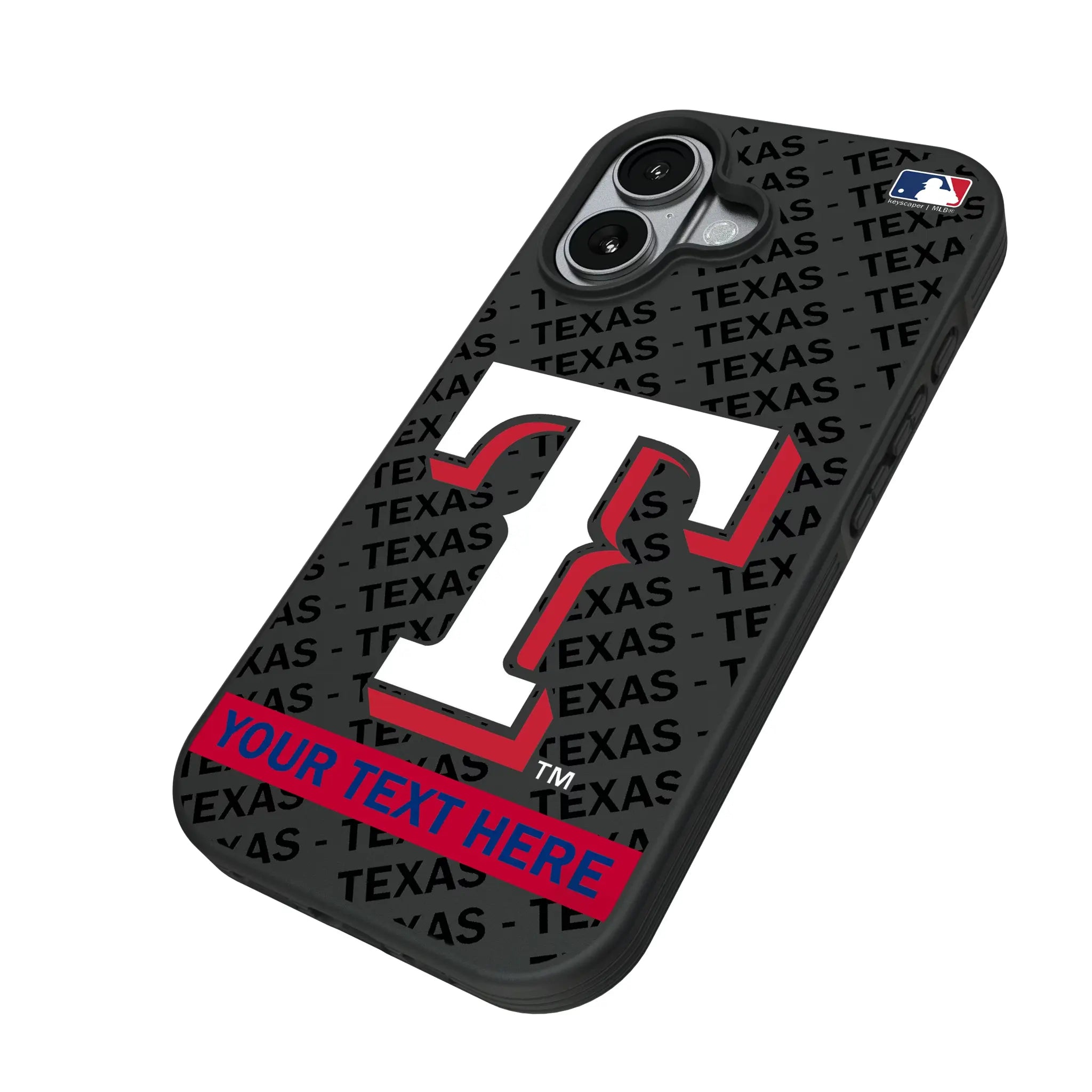 Texas Rangers Personalized Tilt iPhone Bump Phone Case for Apple iPhone - Isometric View#Device_iPhone 17