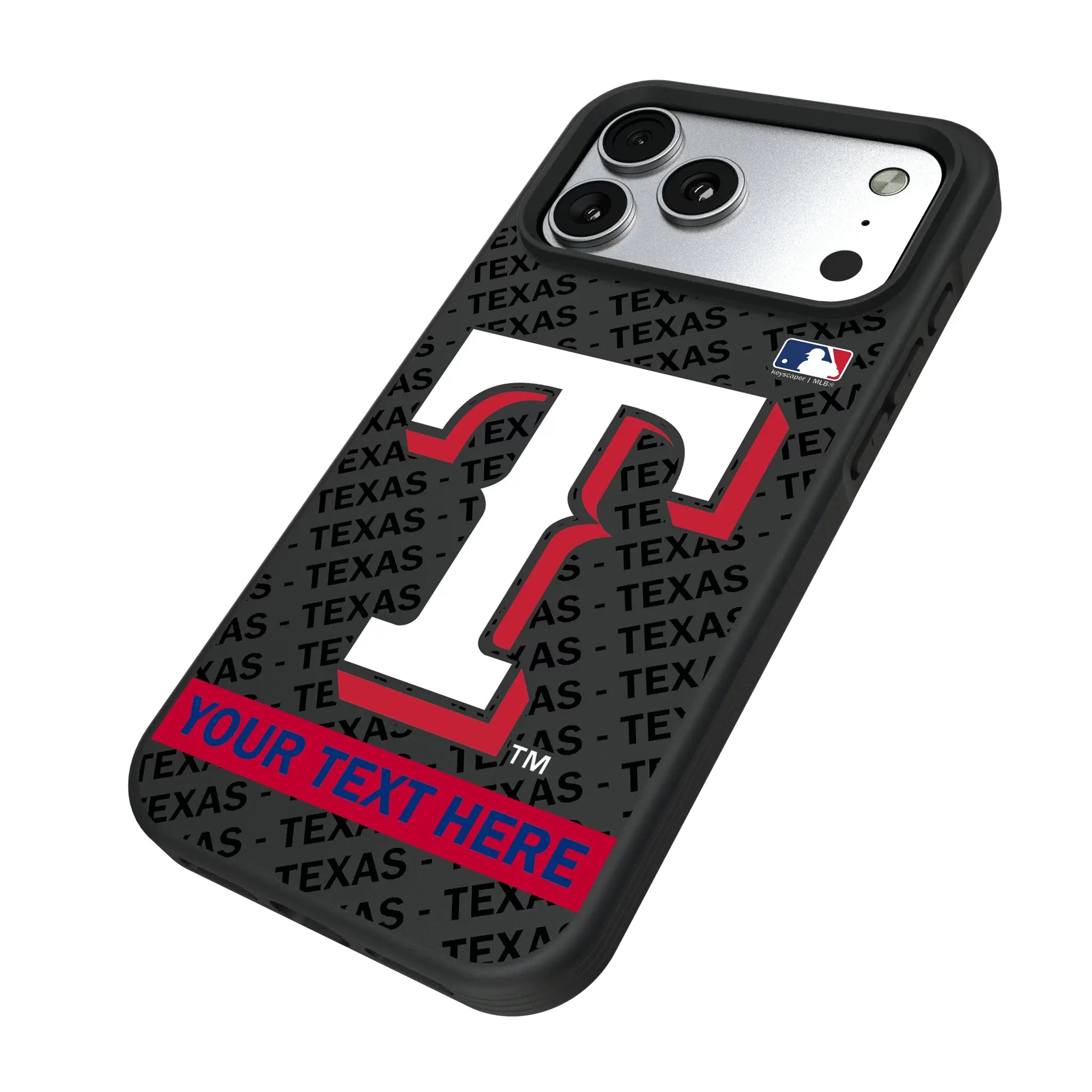 Texas Rangers Personalized Tilt iPhone Bump Phone Case for Apple iPhone - Isometric View#Device_iPhone 17 Pro Max