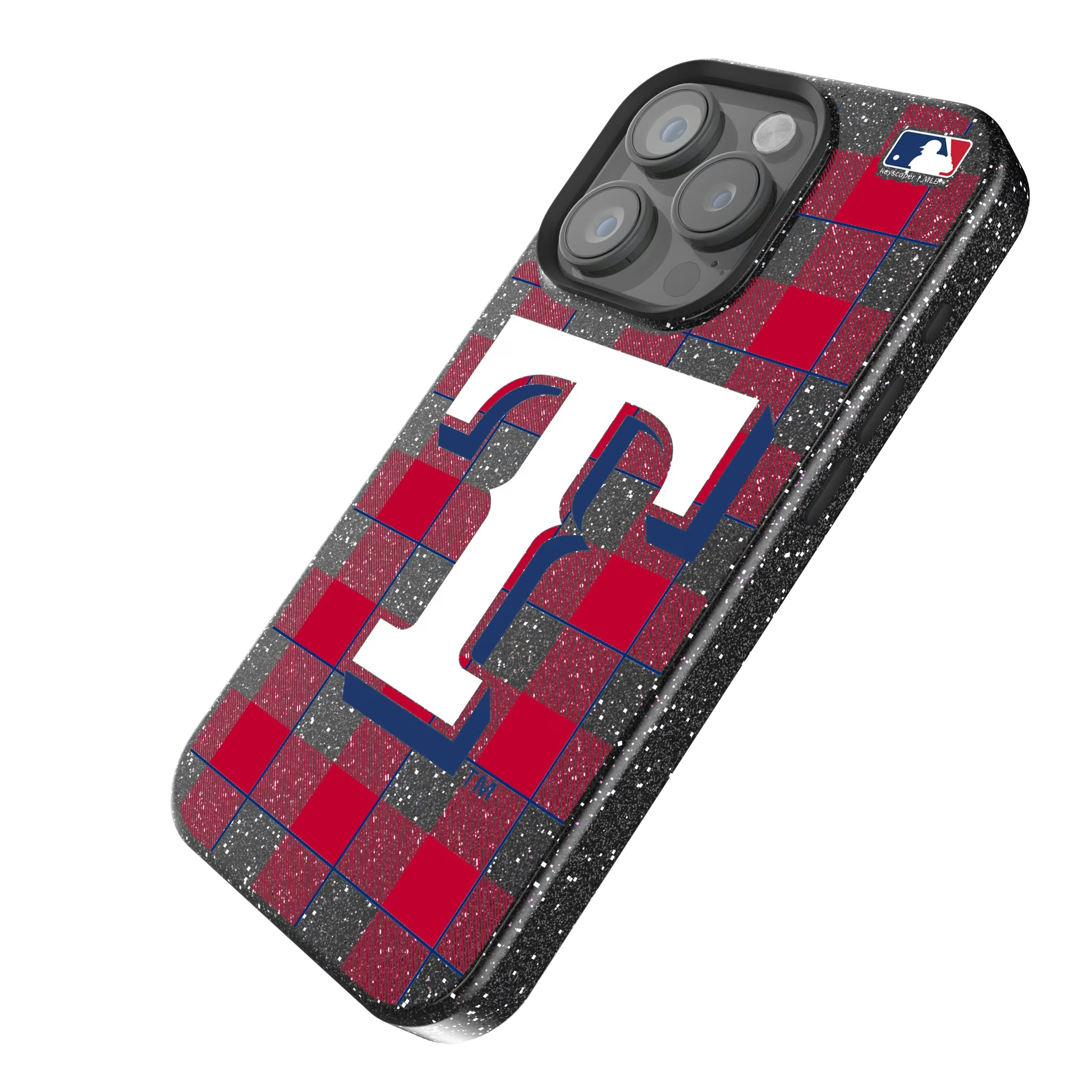 Texas Rangers Plaid iPhone Bling Phone Case for Apple iPhone - Isometric View