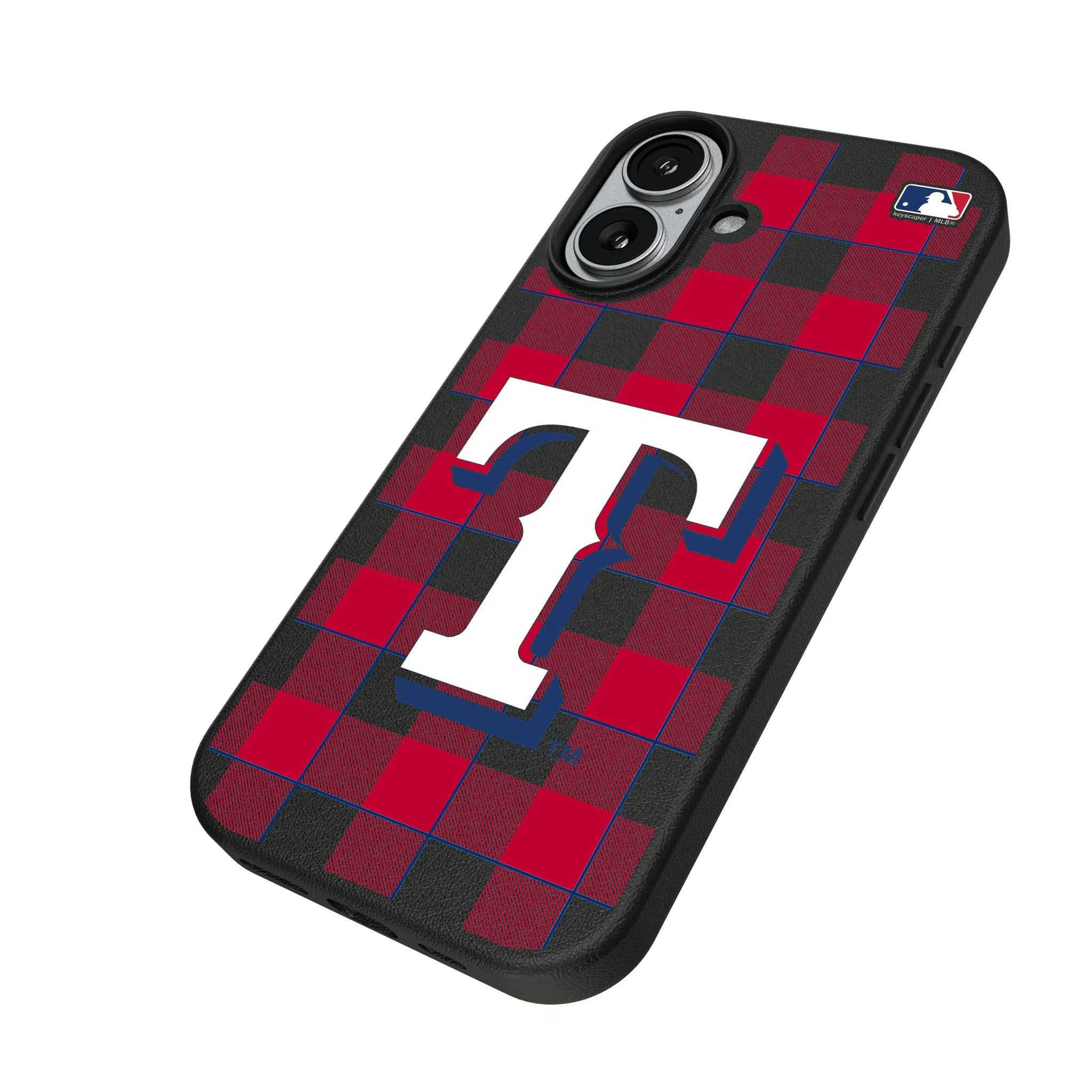 Texas Rangers Plaid iPhone MagSafe Compatible Phone Case for Apple iPhone - Isometric View#Device_iPhone 17