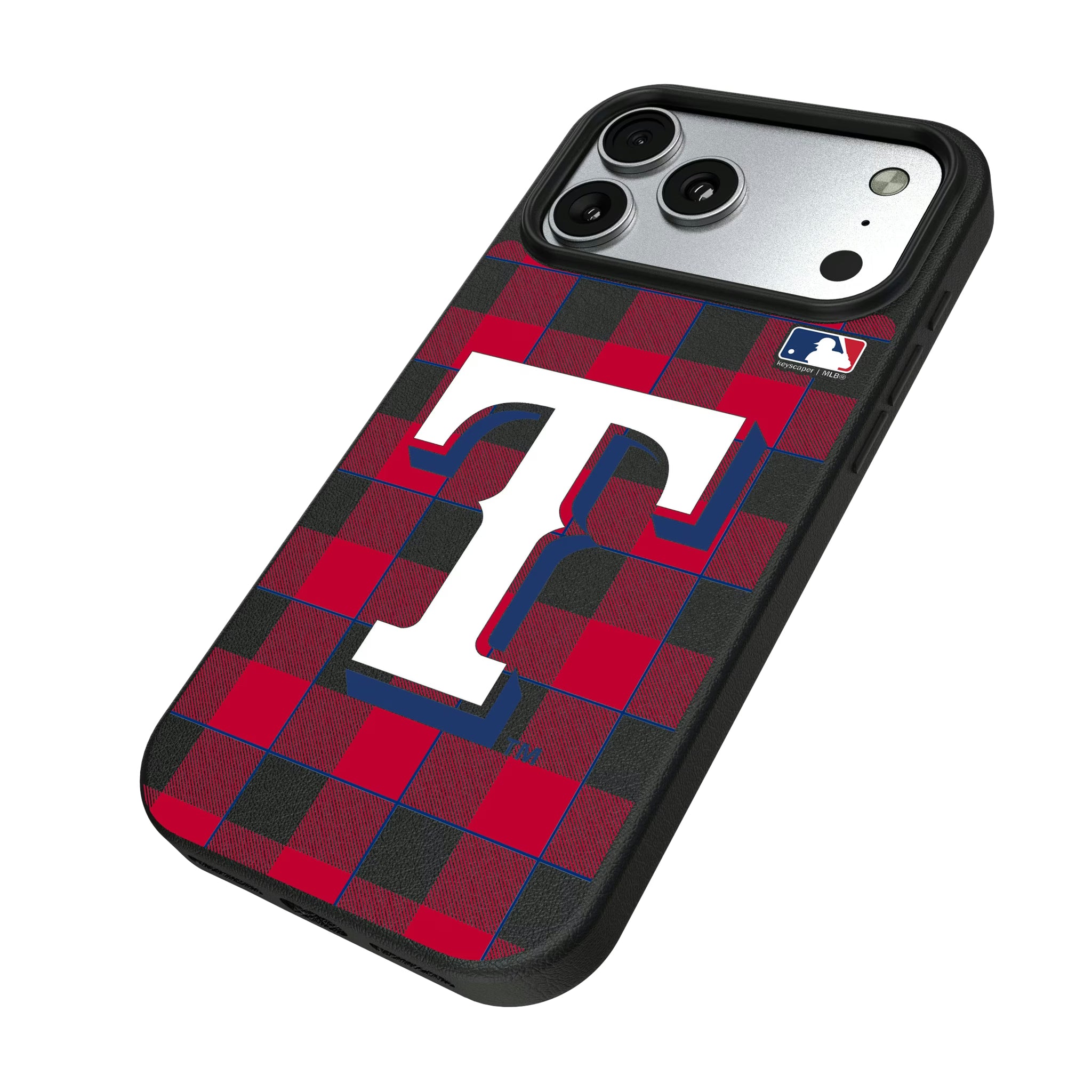 Texas Rangers Plaid iPhone MagSafe Compatible Phone Case for Apple iPhone - Isometric View#Device_iPhone 17 Pro Max