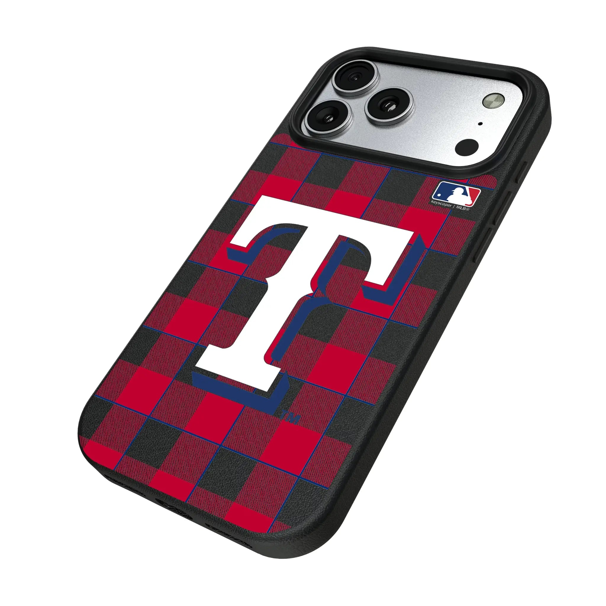 Texas Rangers Plaid iPhone MagSafe Compatible Phone Case for Apple iPhone - Isometric View#Device_iPhone 17 Pro Max