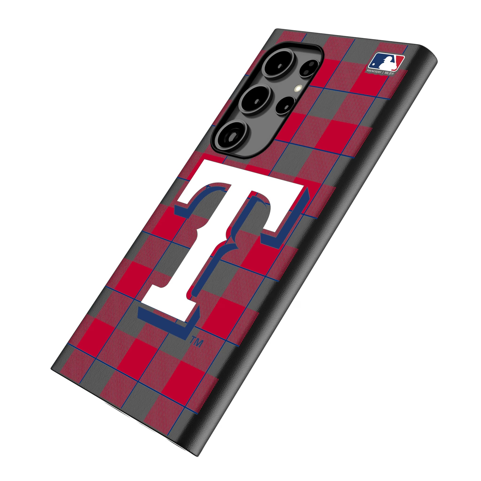 Texas Rangers Plaid Galaxy MagSafe Compatible Phone Case for Samsung Galaxy - Isometric View