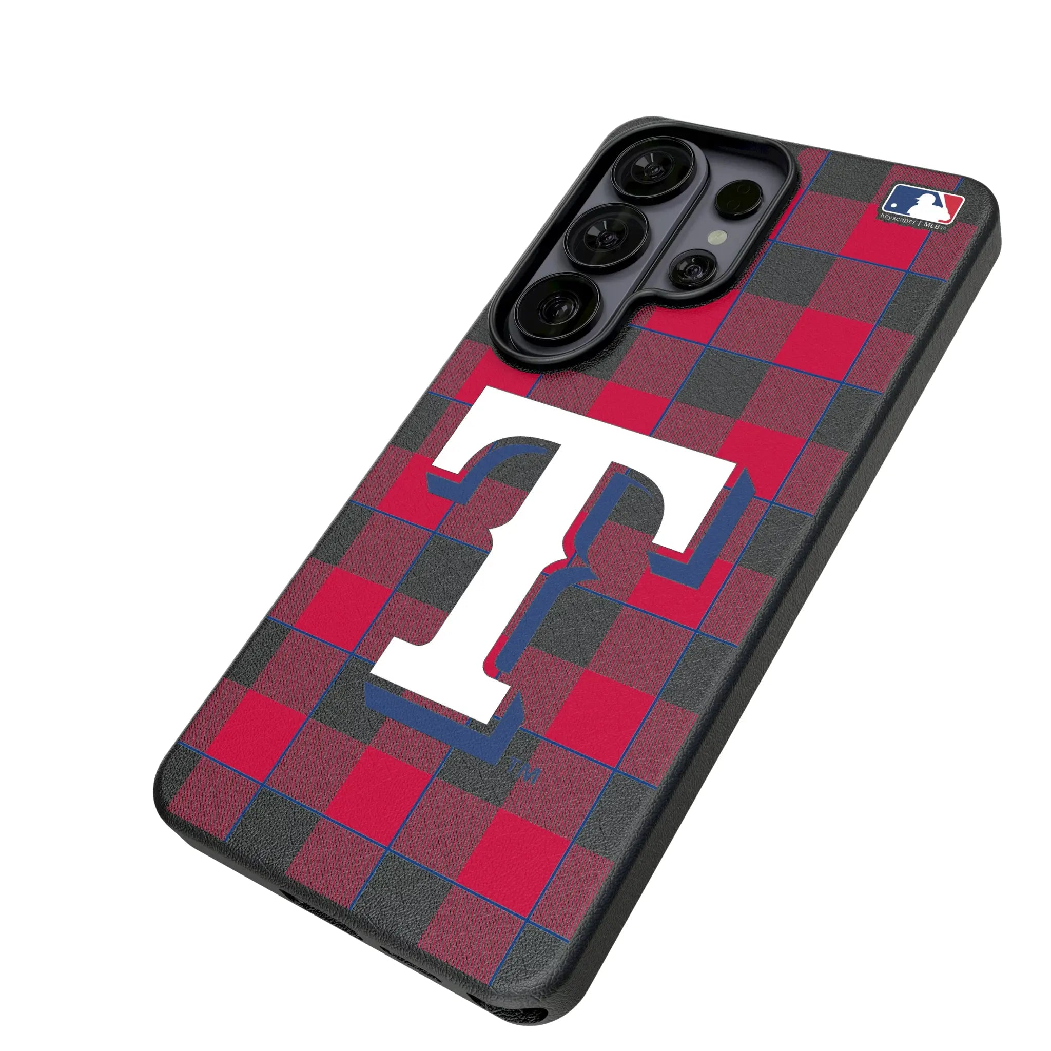Texas Rangers Plaid Galaxy MagSafe Compatible Phone Case for Samsung Galaxy - Isometric View#Device_Galaxy S26 Ultra
