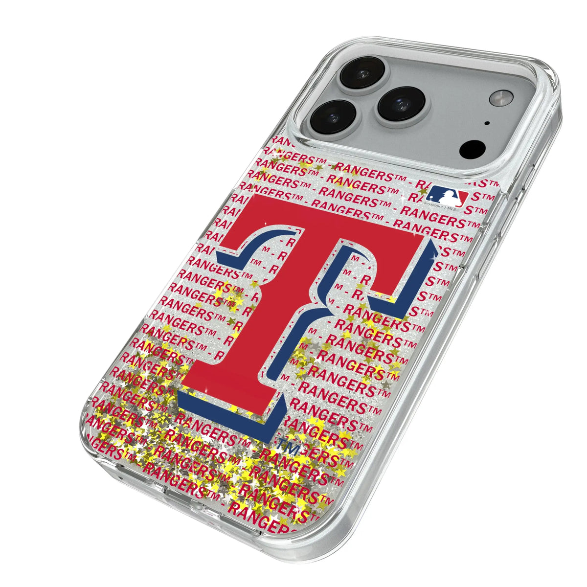 Texas Rangers Text Backdrop iPhone Glitter Phone Case for Apple iPhone - Isometric View#Device_iPhone 18 Pro
