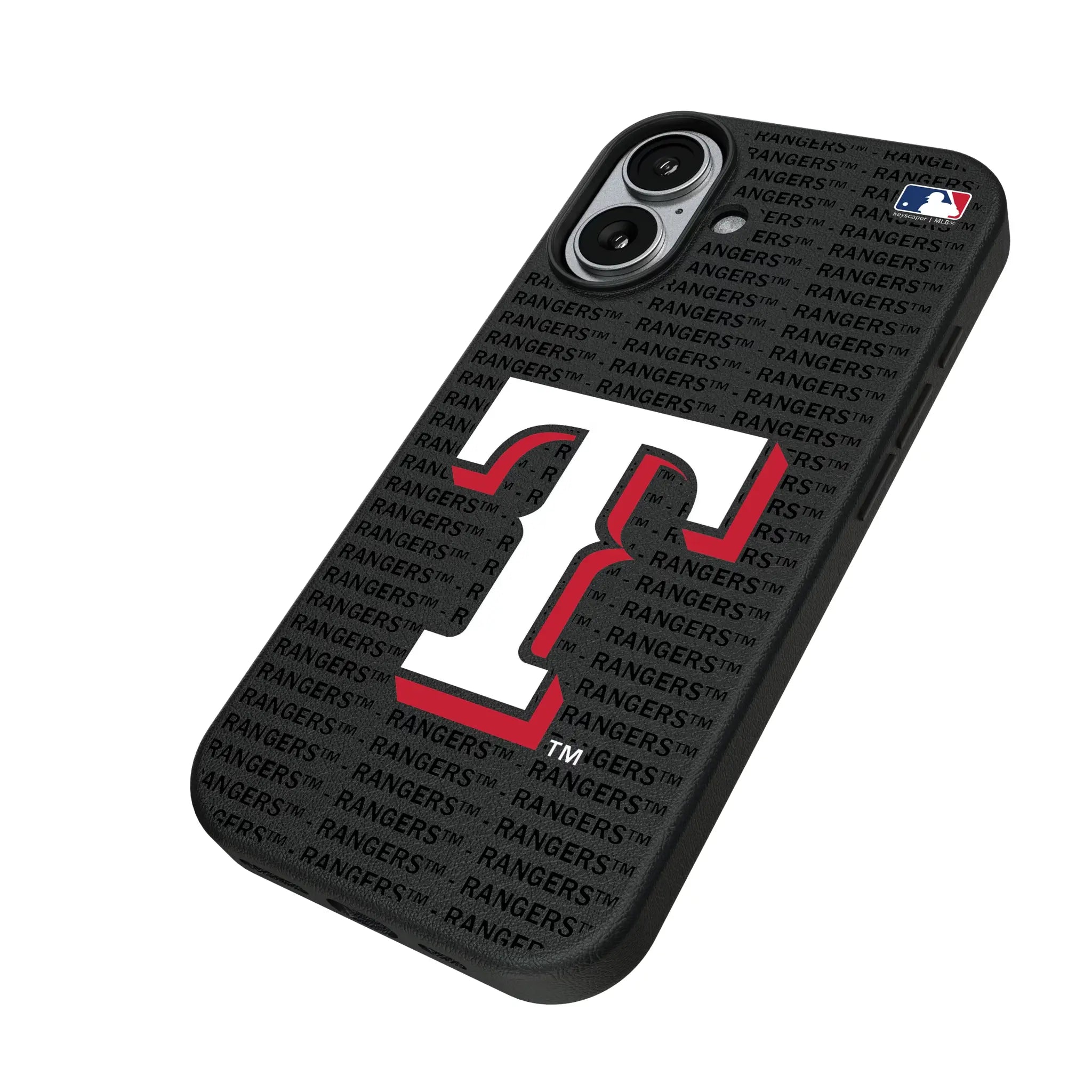 Texas Rangers Text Backdrop iPhone MagSafe Compatible Phone Case for Apple iPhone - Isometric View#Device_iPhone 17