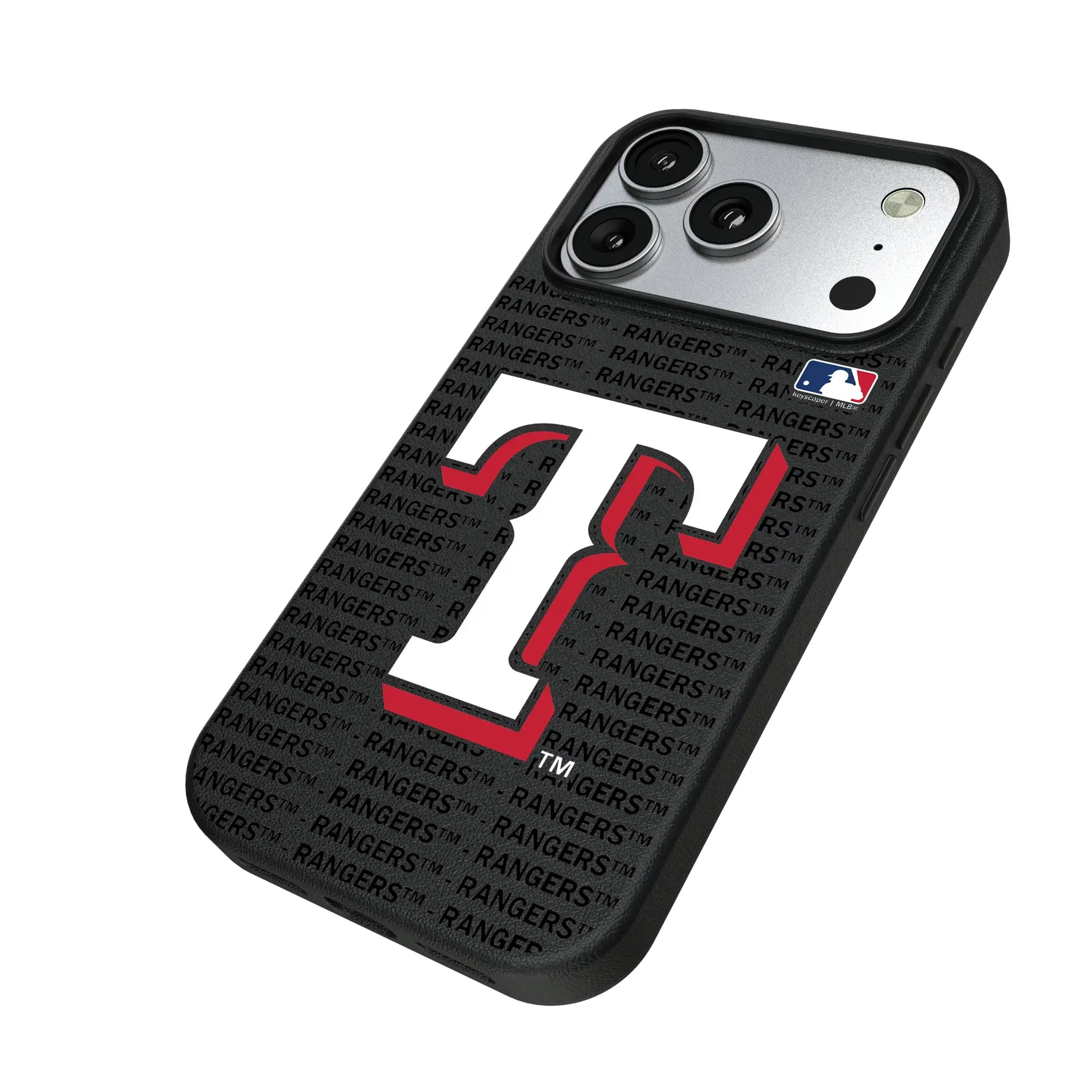 Texas Rangers Text Backdrop iPhone MagSafe Compatible Phone Case for Apple iPhone - Isometric View#Device_iPhone 17 Pro
