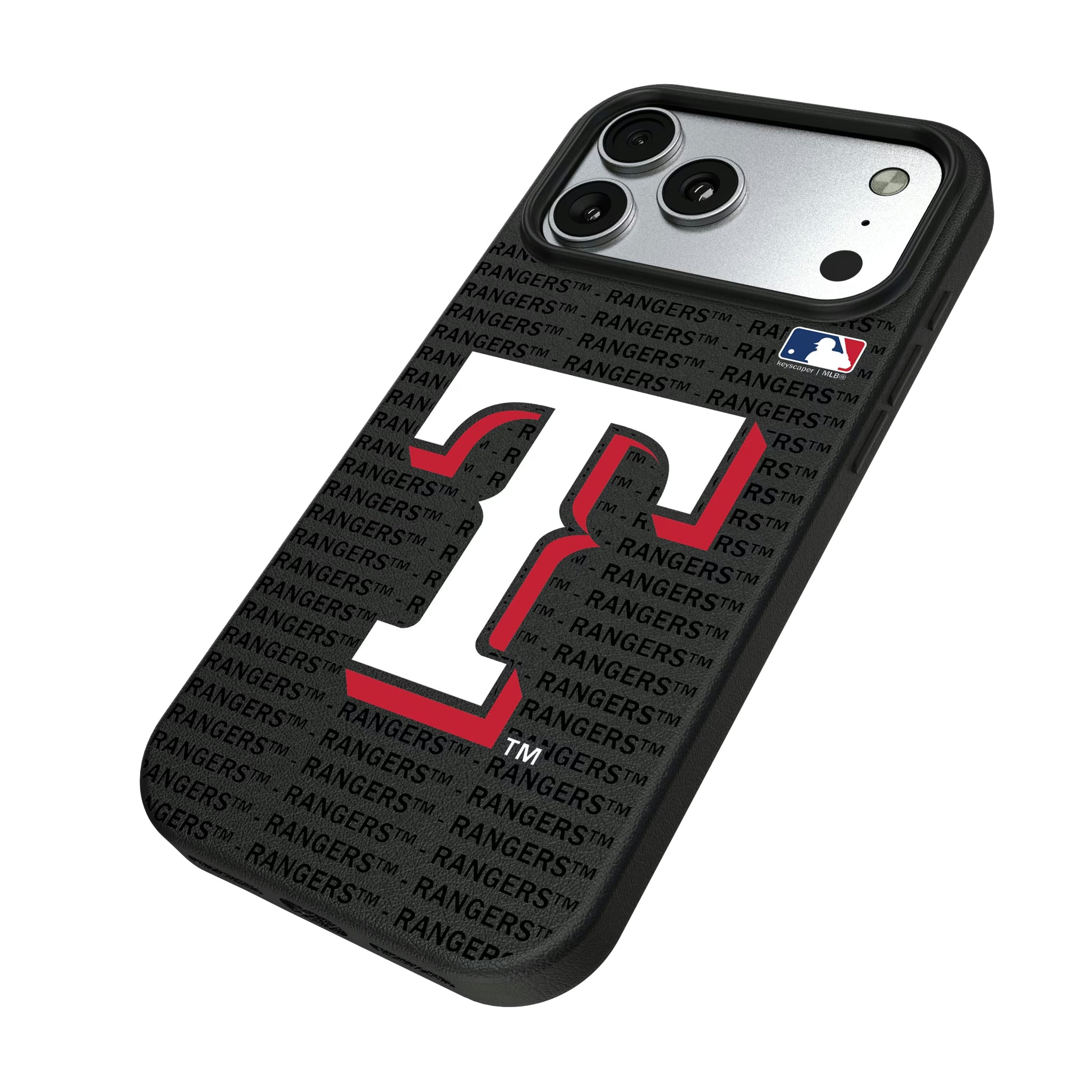 Texas Rangers Text Backdrop iPhone MagSafe Compatible Phone Case for Apple iPhone - Isometric View#Device_iPhone 17 Pro Max