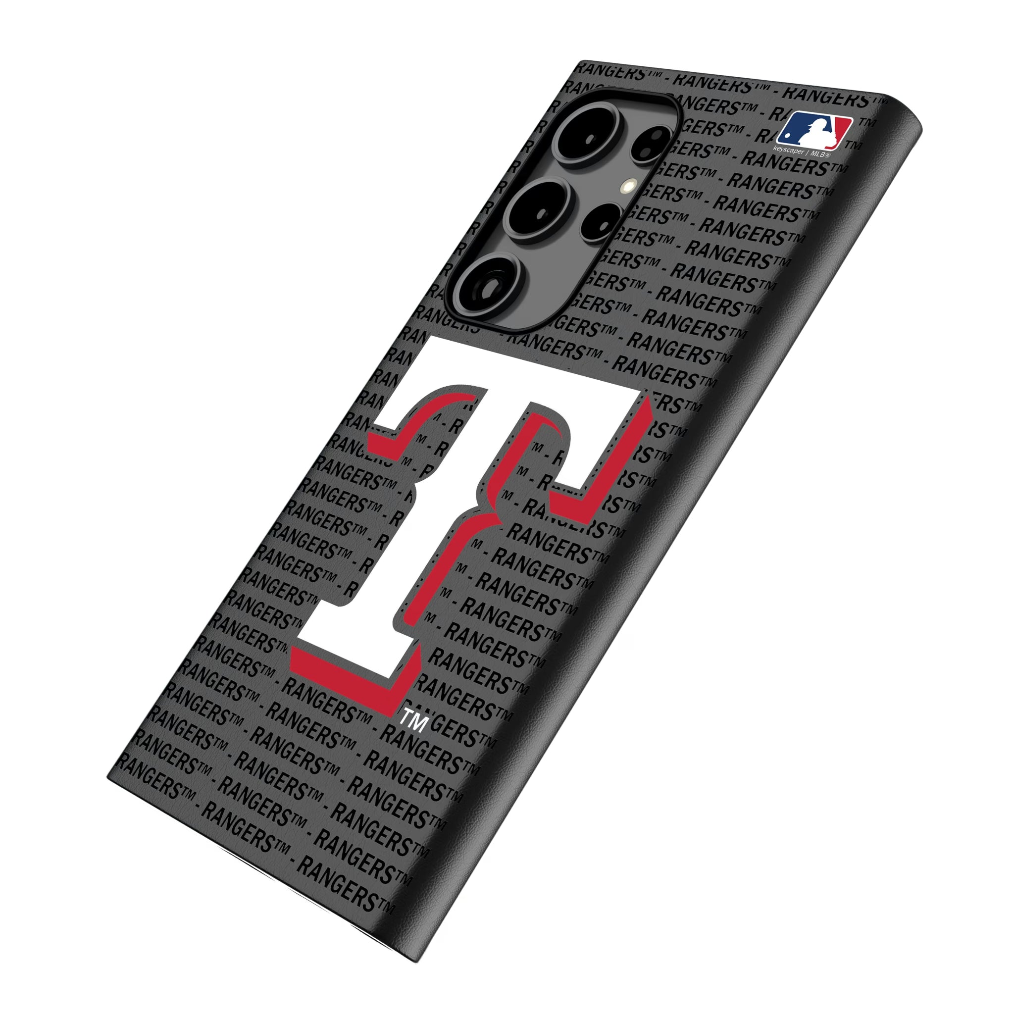 Texas Rangers Text Backdrop Galaxy MagSafe Compatible Phone Case for Samsung Galaxy - Isometric View