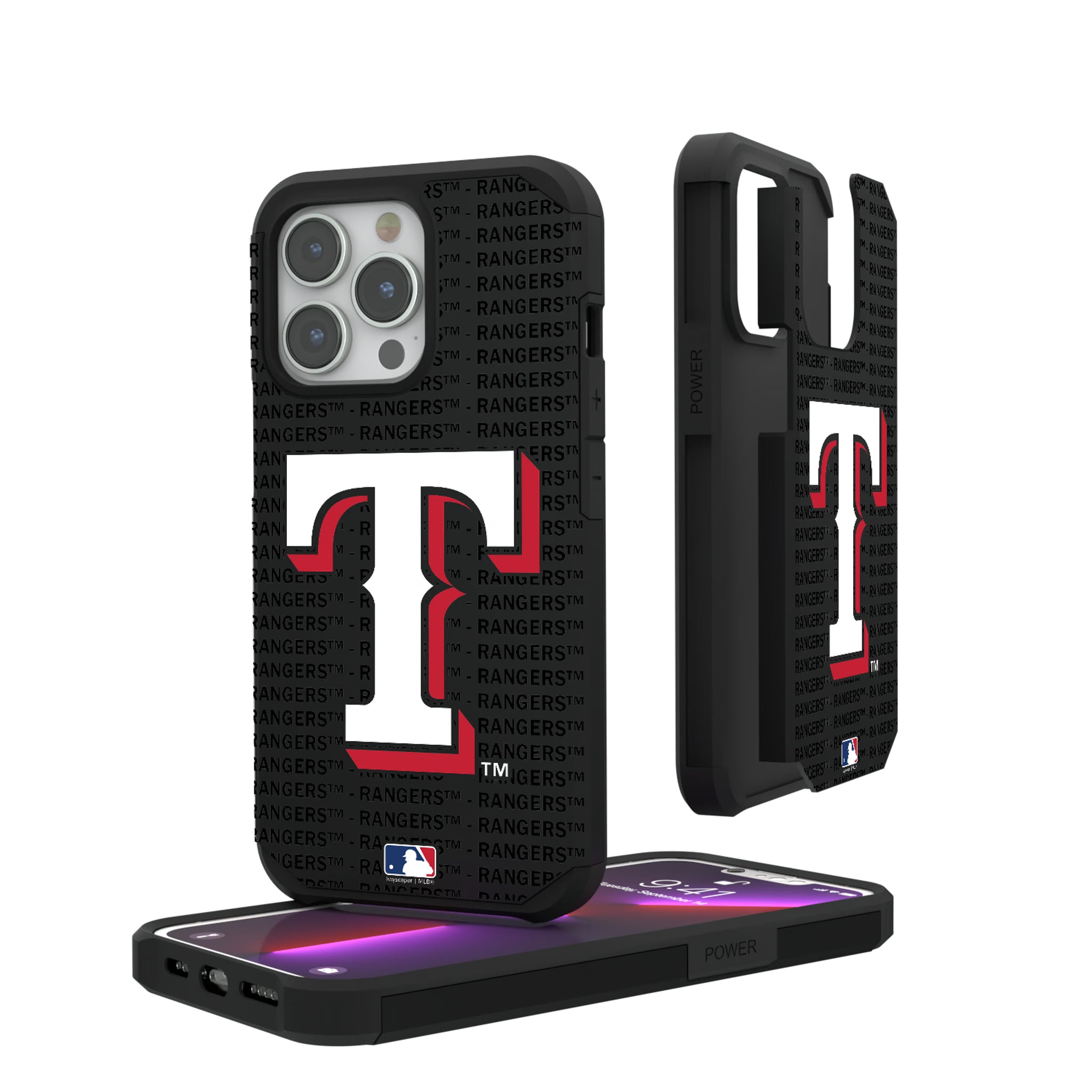 Texas Rangers Text Backdrop iPhone Rugged Phone Case for Apple iPhone