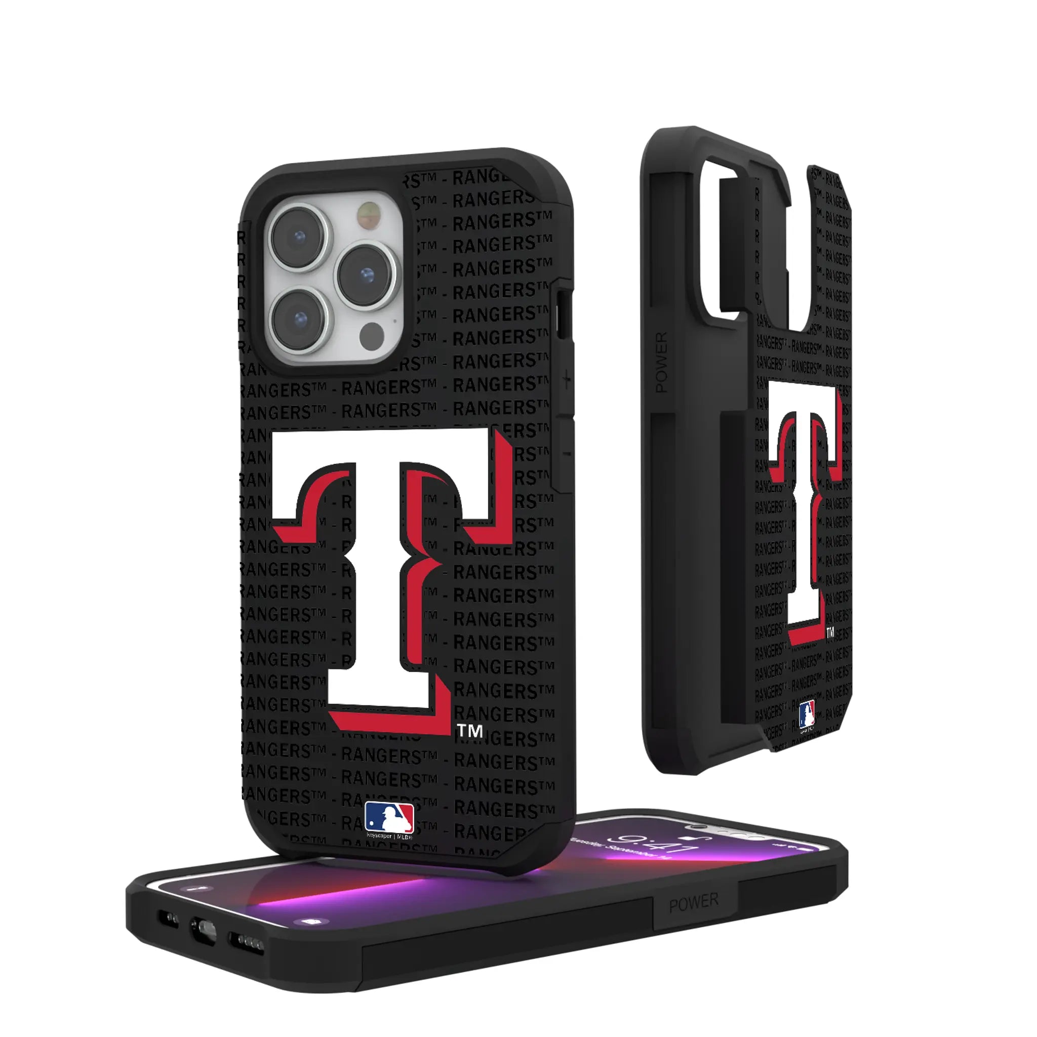 Texas Rangers Text Backdrop iPhone Rugged Phone Case for Apple iPhone