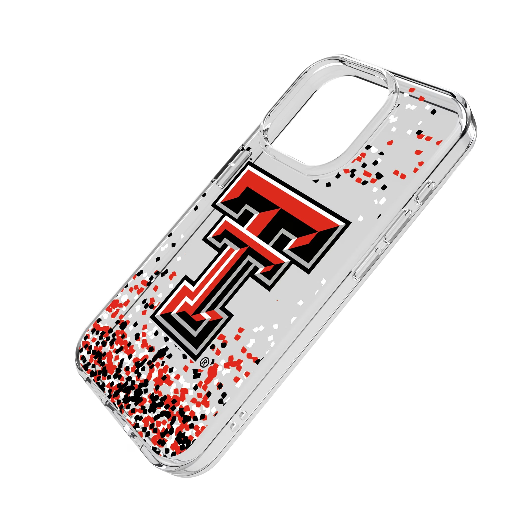Texas Tech Red Raiders Confetti iPhone Clear Phone Case for Apple iPhone - Isometric View
