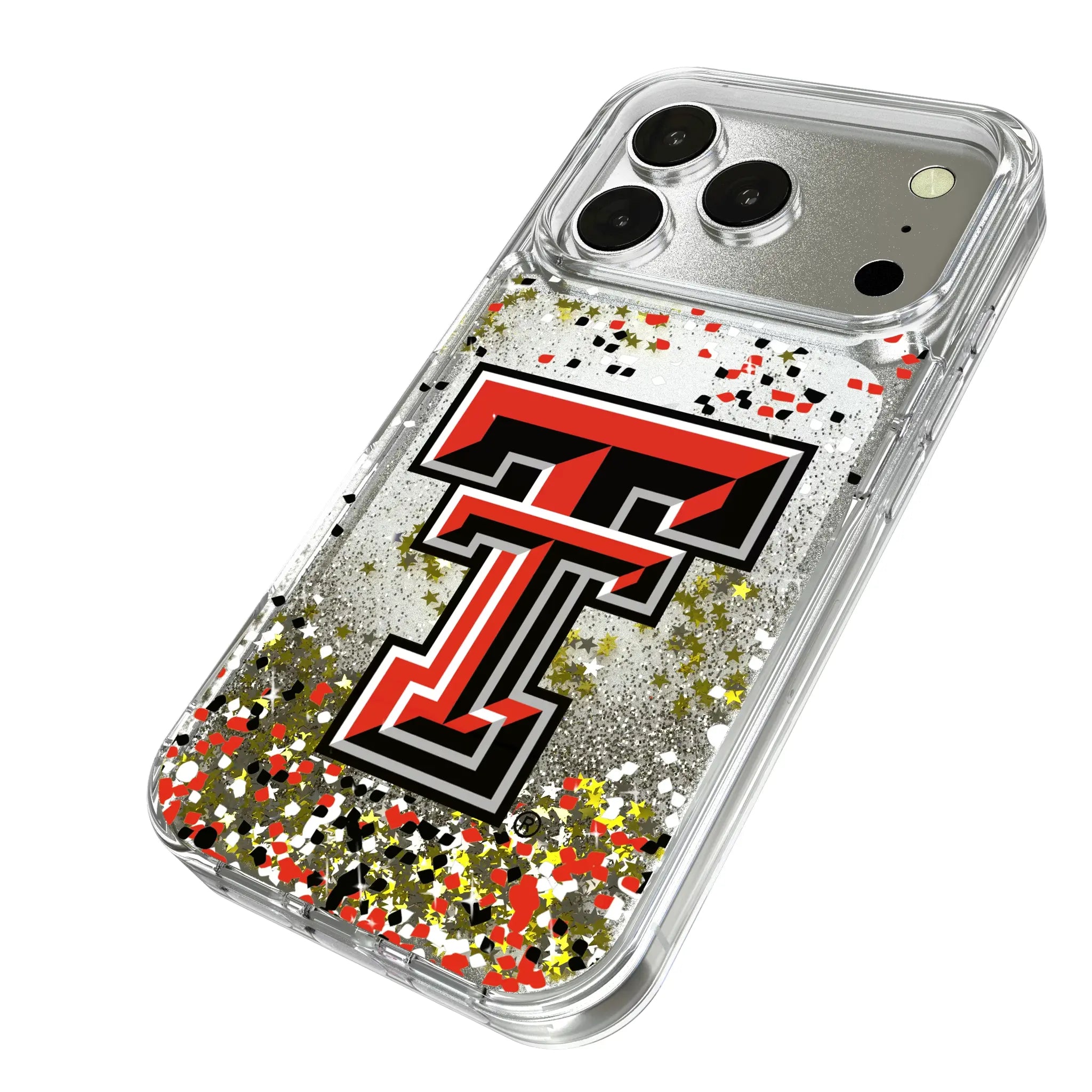 Texas Tech Red Raiders Confetti iPhone Glitter Phone Case for Apple iPhone - Isometric View