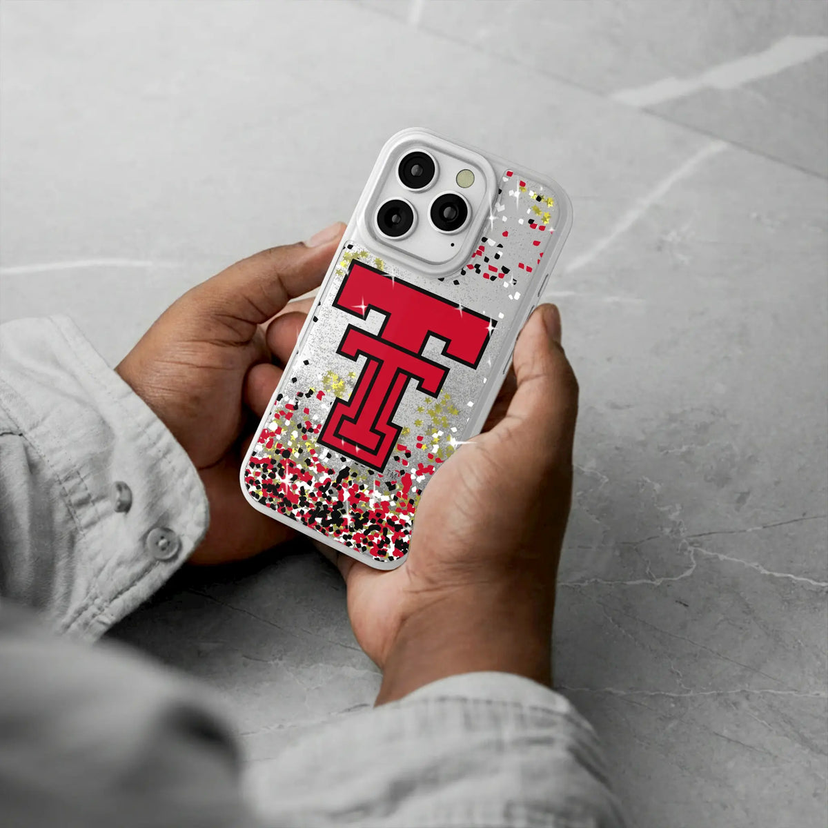 Texas Tech Red Raiders Confetti iPhone Glitter Phone Case for Apple iPhone - Lifestyle#Device_iPhone 16 Pro