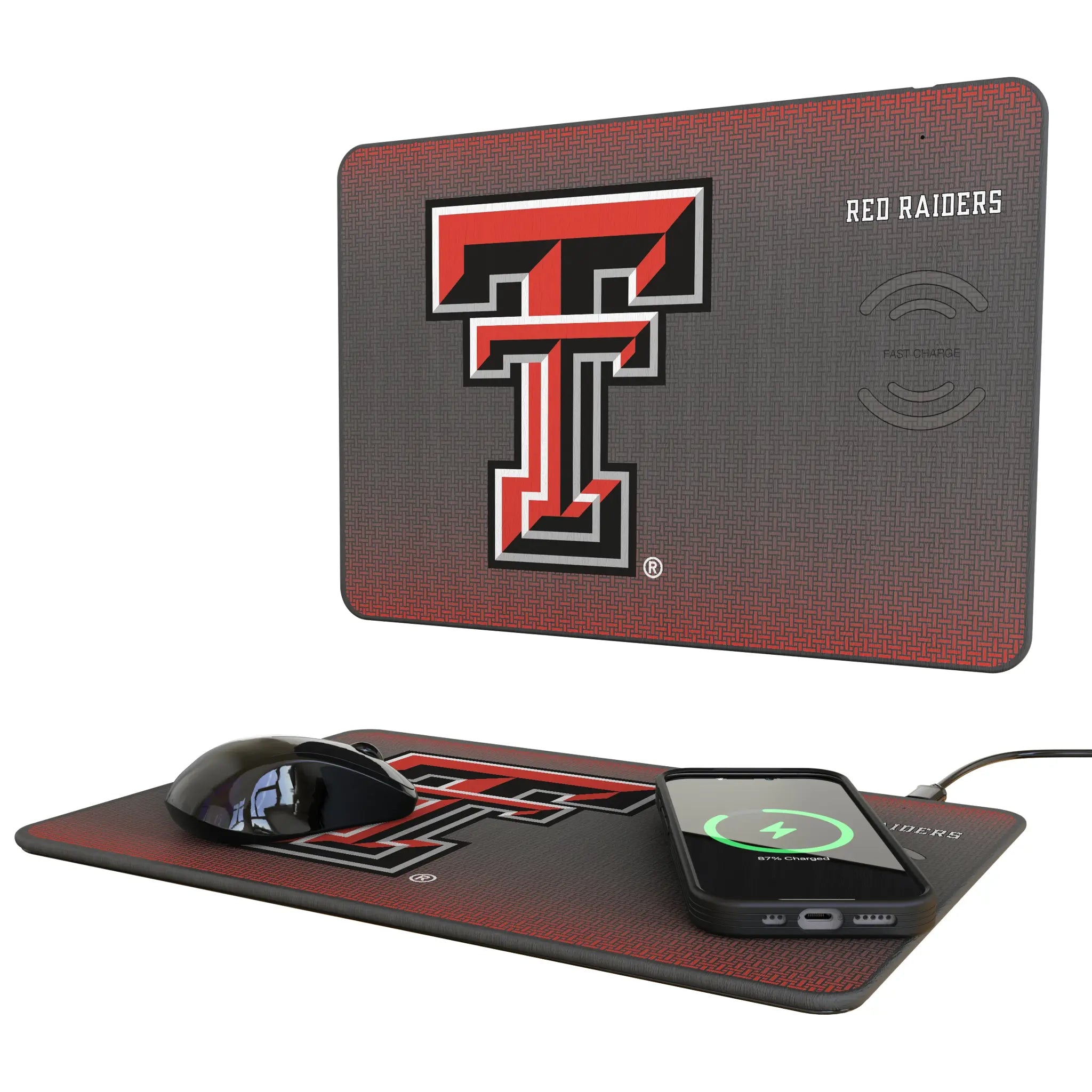Texas Tech Red Raiders Linen 15-Watt Wireless Charger and Mouse Pad