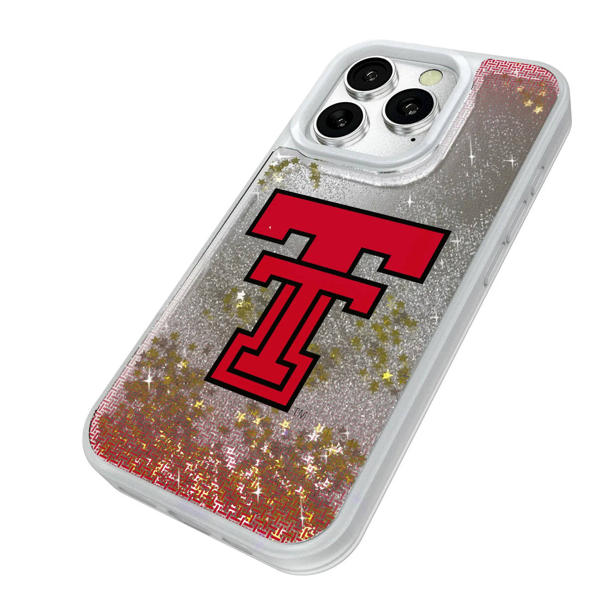 Texas Tech Red Raiders Linen iPhone Glitter Phone Case for Apple iPhone - Isometric View#Device_iPhone 16 Pro