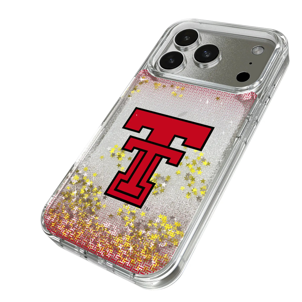 Texas Tech Red Raiders Linen iPhone Glitter Phone Case for Apple iPhone - Isometric View#Device_iPhone 17 Pro