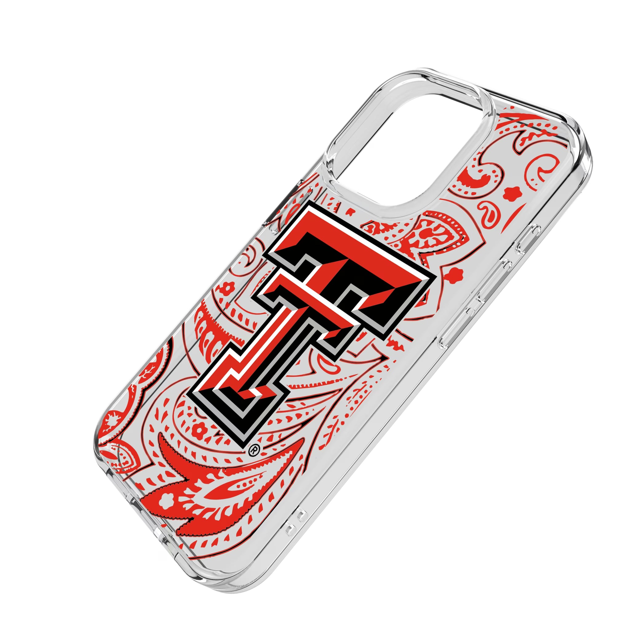 Texas Tech Red Raiders Paisley iPhone Clear Phone Case for Apple iPhone - Isometric View