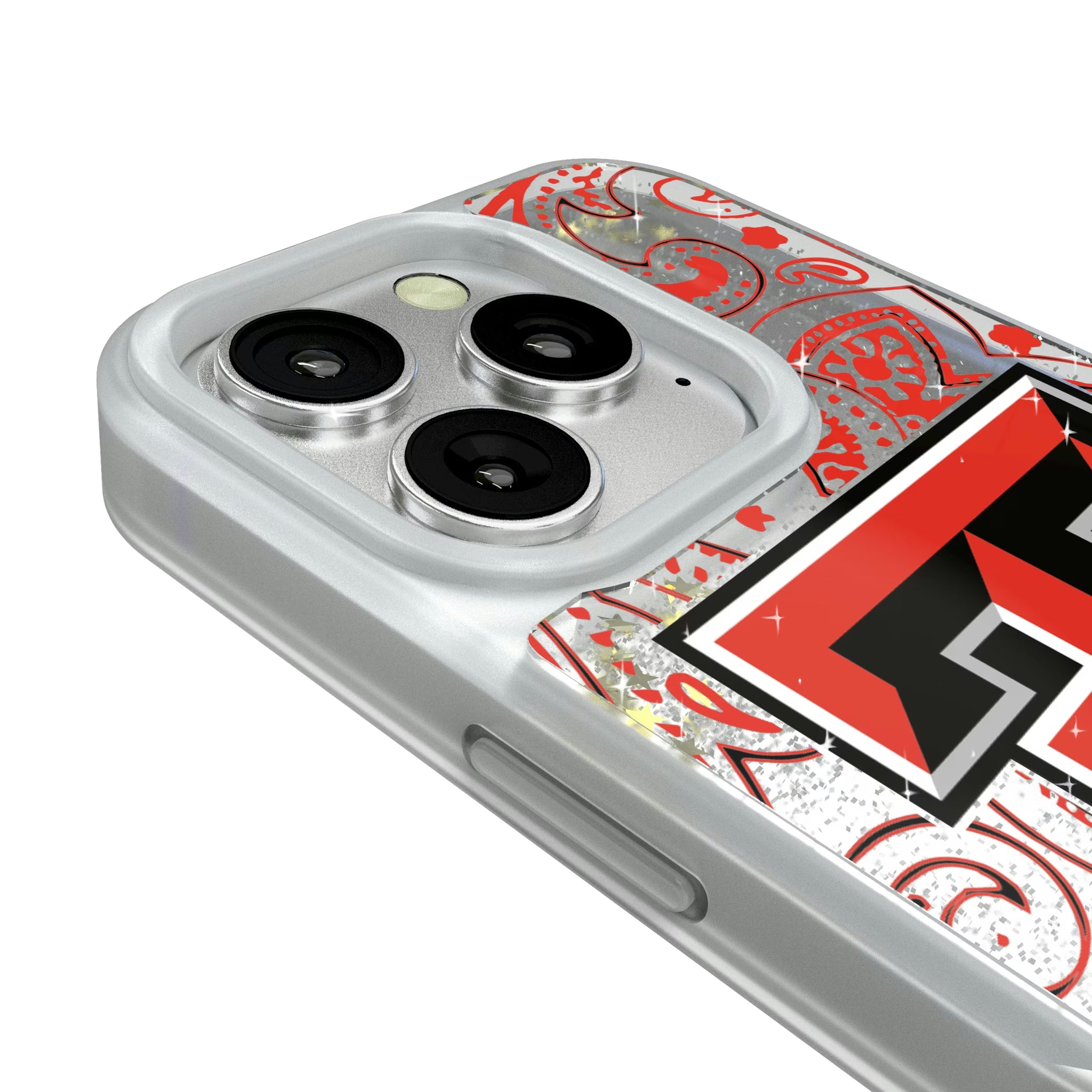 Texas Tech Red Raiders Paisley iPhone Glitter Phone Case for Apple iPhone - Detail#Device_iPhone 16 Pro