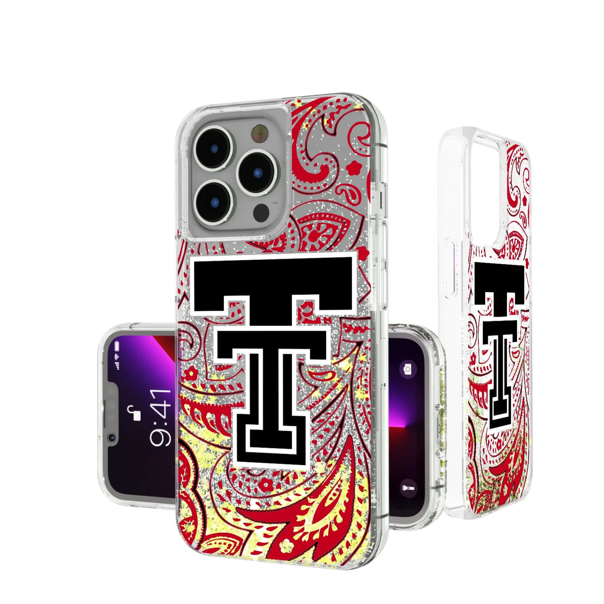 Texas Tech Red Raiders Paisley iPhone Glitter Phone Case for Apple iPhone#Device_iPhone 13 Pro