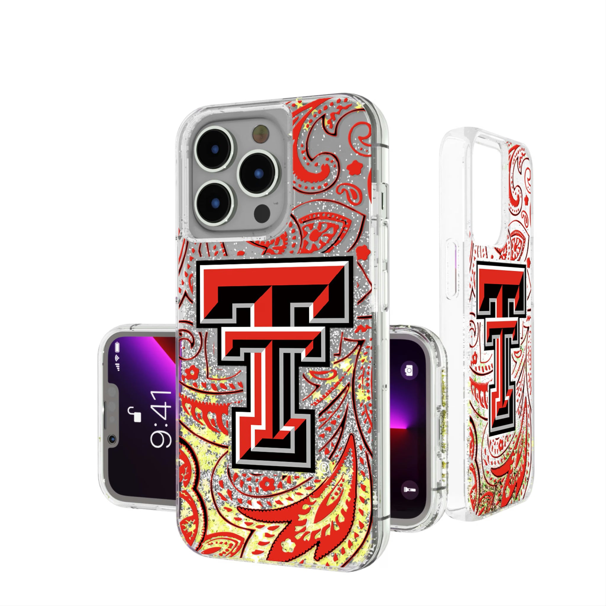 Texas Tech Red Raiders Paisley iPhone Glitter Phone Case for Apple iPhone