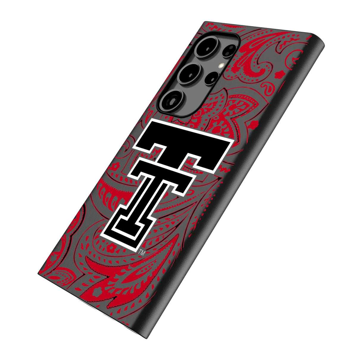 Texas Tech Red Raiders Paisley Galaxy MagSafe Compatible Phone Case for Samsung Galaxy - Isometric View#Device_Galaxy S24 Ultra