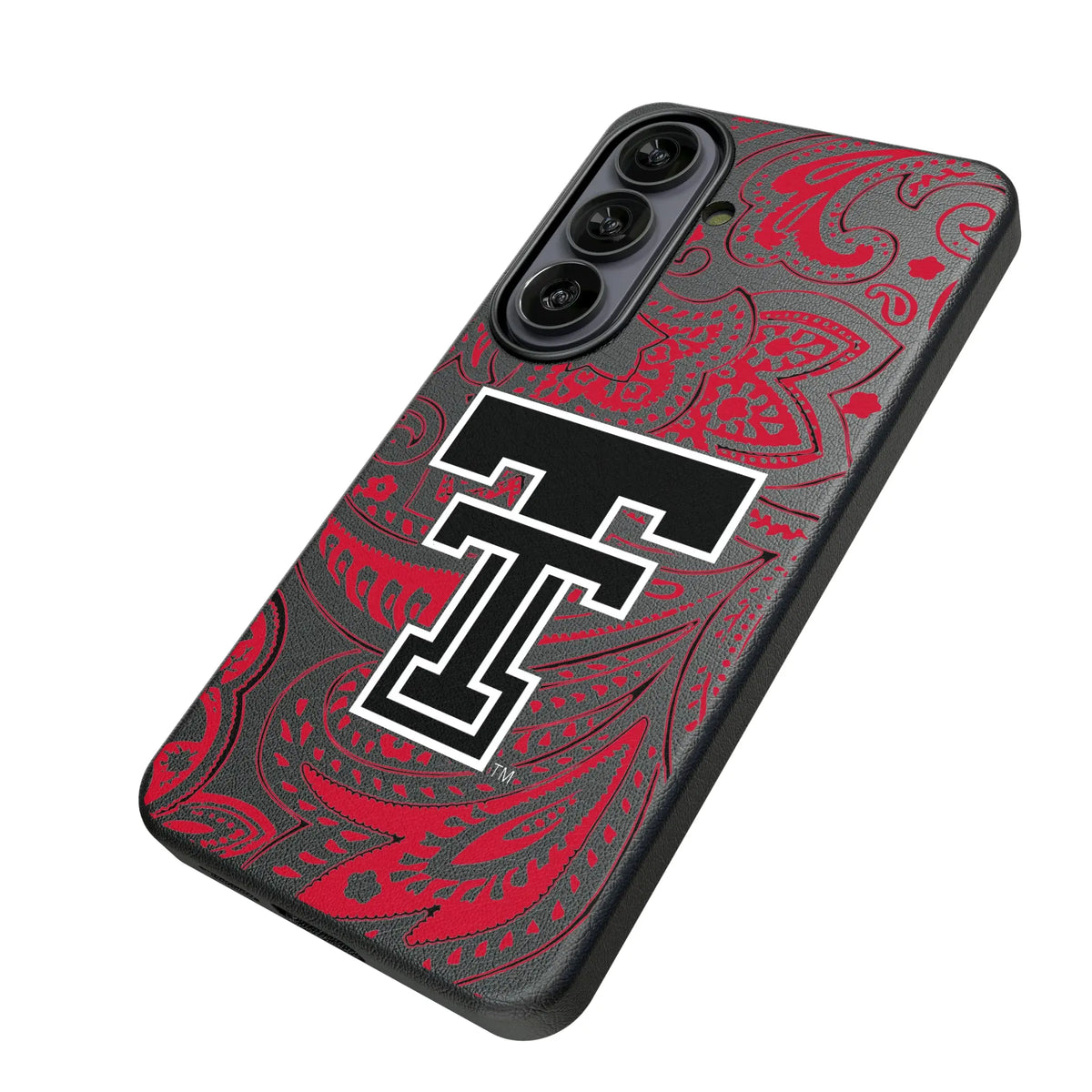 Texas Tech Red Raiders Paisley Galaxy MagSafe Compatible Phone Case for Samsung Galaxy - Isometric View#Device_Galaxy S26
