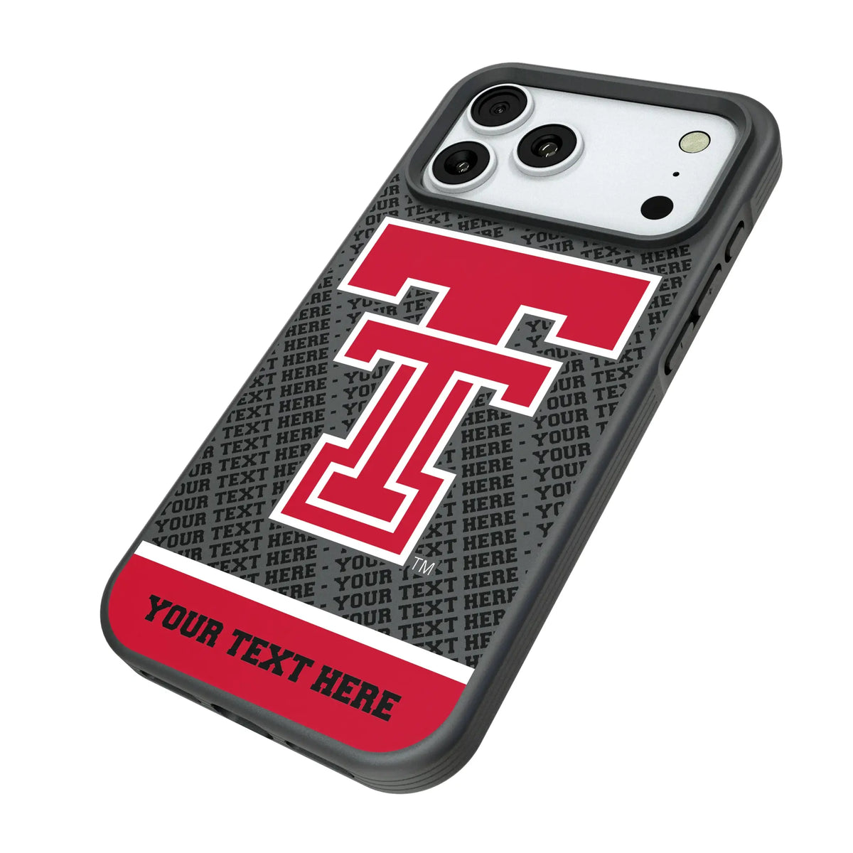 Texas Tech Red Raiders Personalized EndZone Plus iPhone Bump Phone Case for Apple iPhone - Isometric View#Device_iPhone 18 Pro Max