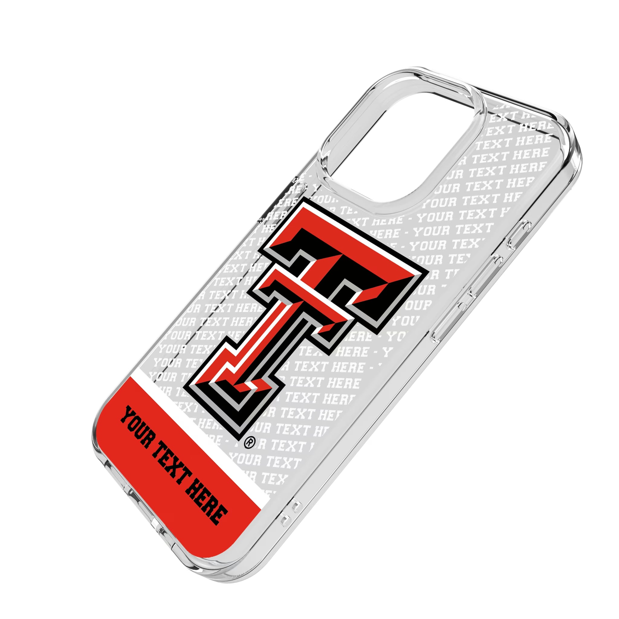 Texas Tech Red Raiders Personalized EndZone Plus iPhone Clear Phone Case for Apple iPhone - Isometric View