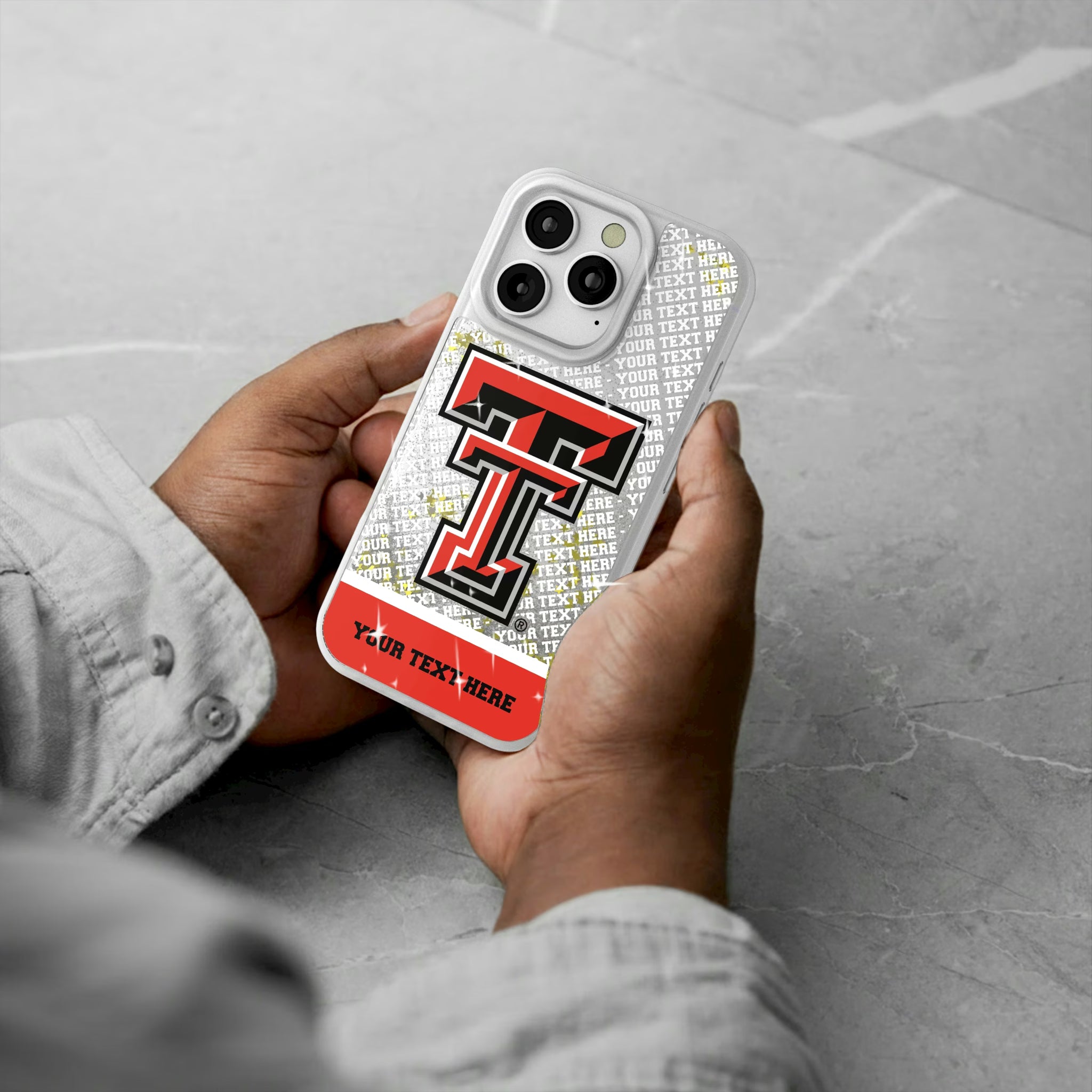 Texas Tech Red Raiders Personalized EndZone Plus iPhone Glitter Phone Case for Apple iPhone - Lifestyle#Device_iPhone 16 Pro