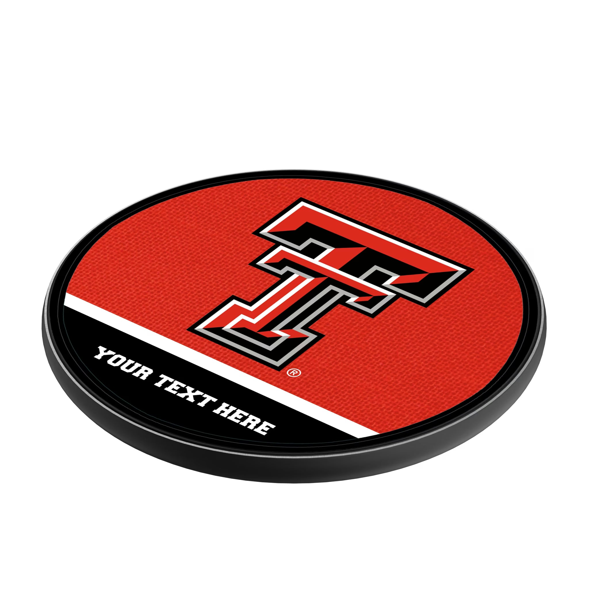 Texas Tech Red Raiders Personalized Endzone Solid 15-Watt Wireless Charger - Isometric View