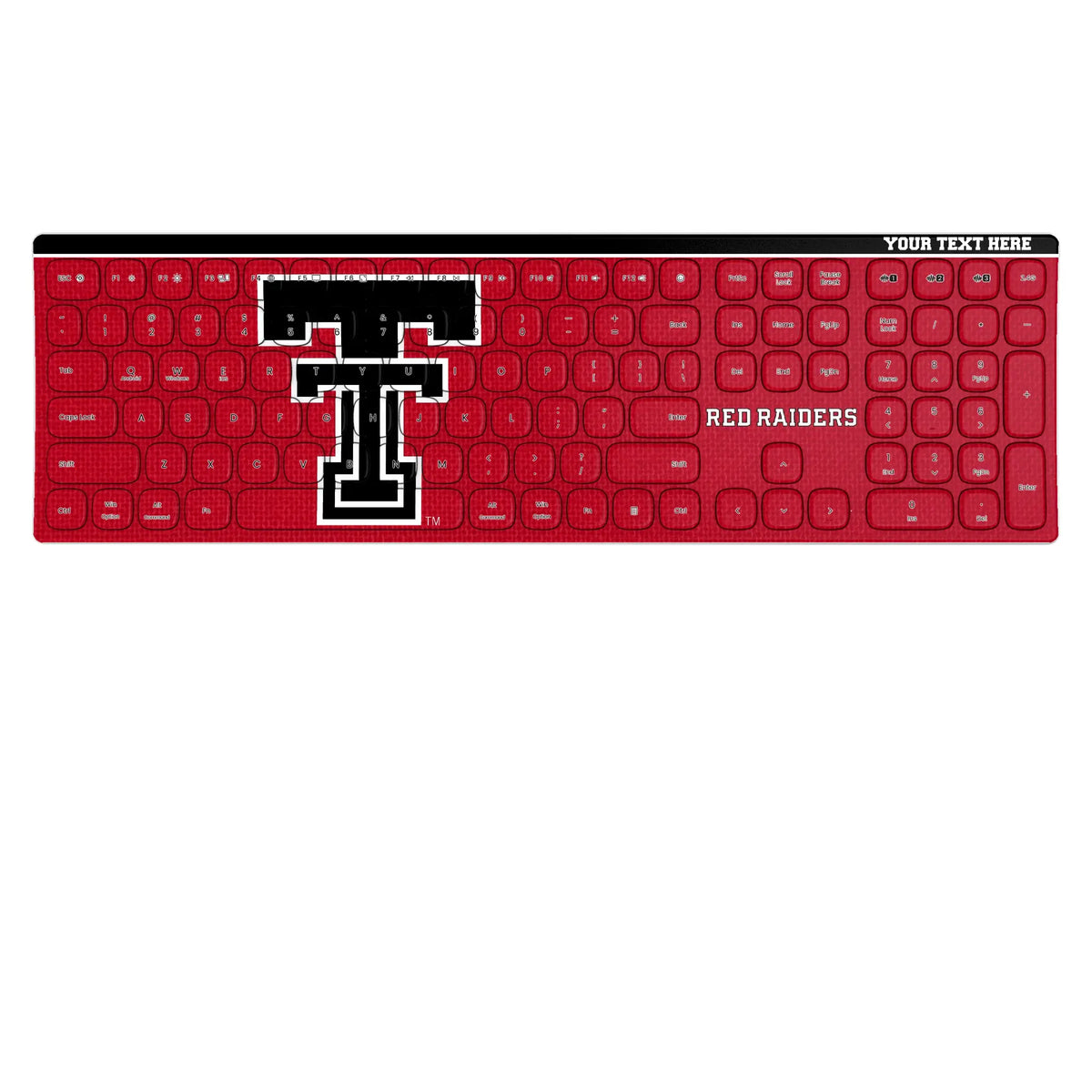 Texas Tech Red Raiders Personalized Endzone Solid KKB605 Curved Wireless Keyboard
