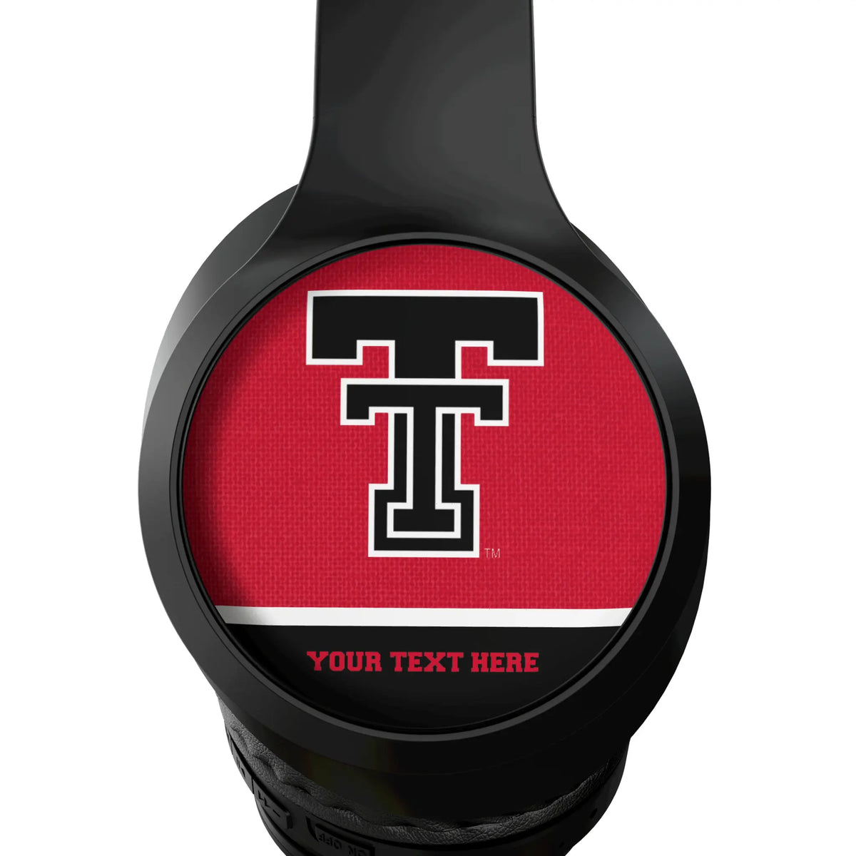Texas Tech Red Raiders Personalized Endzone Solid Wireless Over-Ear Headphones With Case - Detail