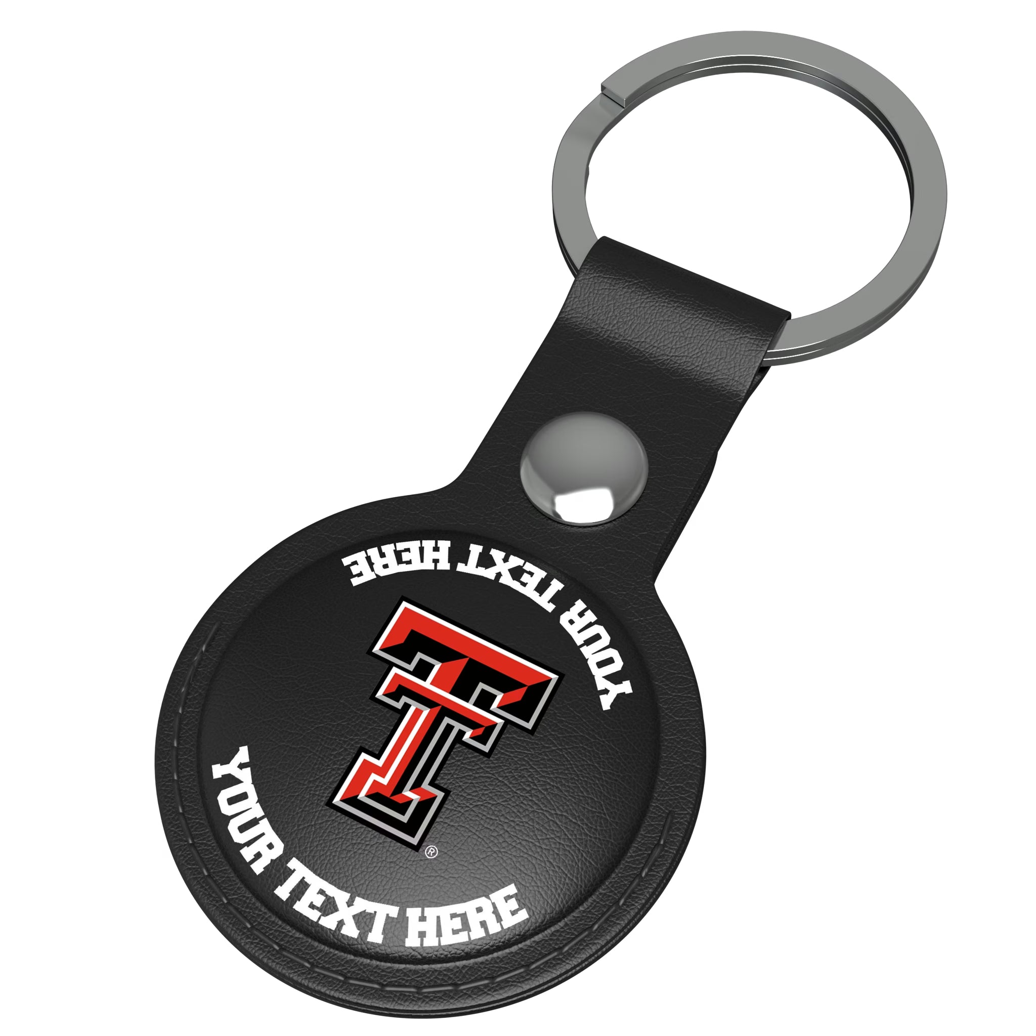 Texas Tech Red Raiders Personalized Insignia AirTag Black Airtag Holder - Isometric View