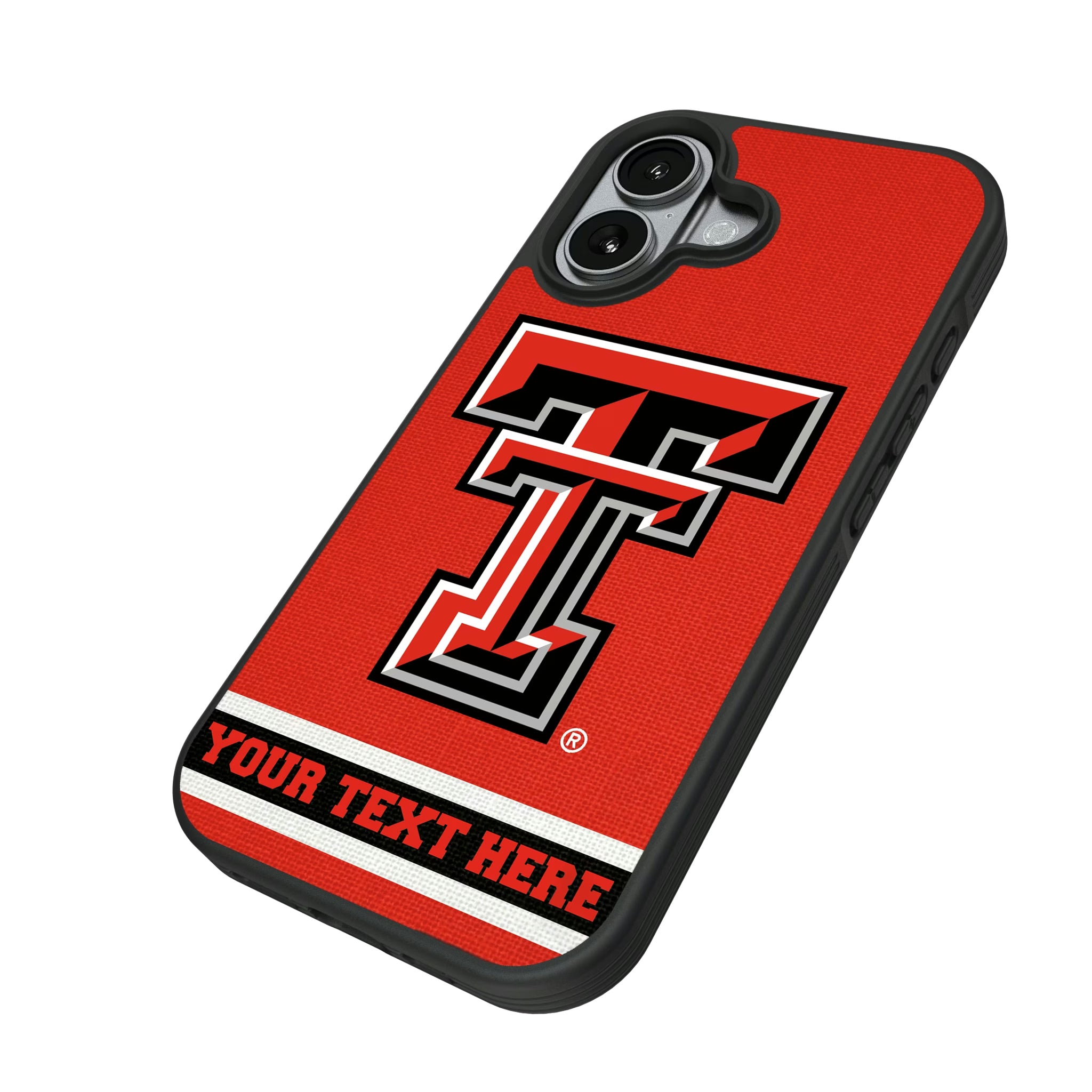 Texas Tech Red Raiders Personalized Stripe iPhone Bump Phone Case for Apple iPhone - Isometric View#Device_iPhone 17