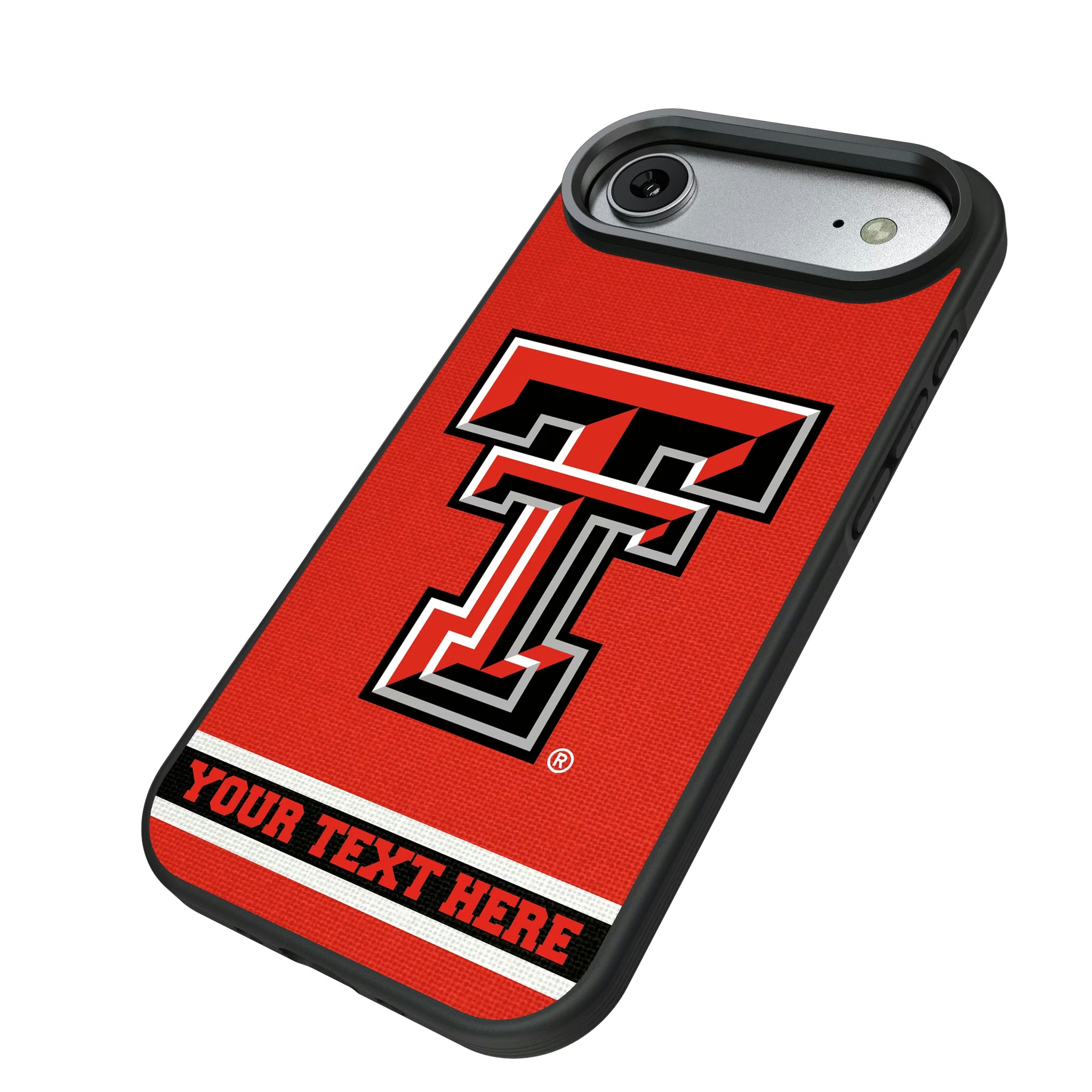 Texas Tech Red Raiders Personalized Stripe iPhone Bump Phone Case for Apple iPhone - Isometric View#Device_iPhone Air