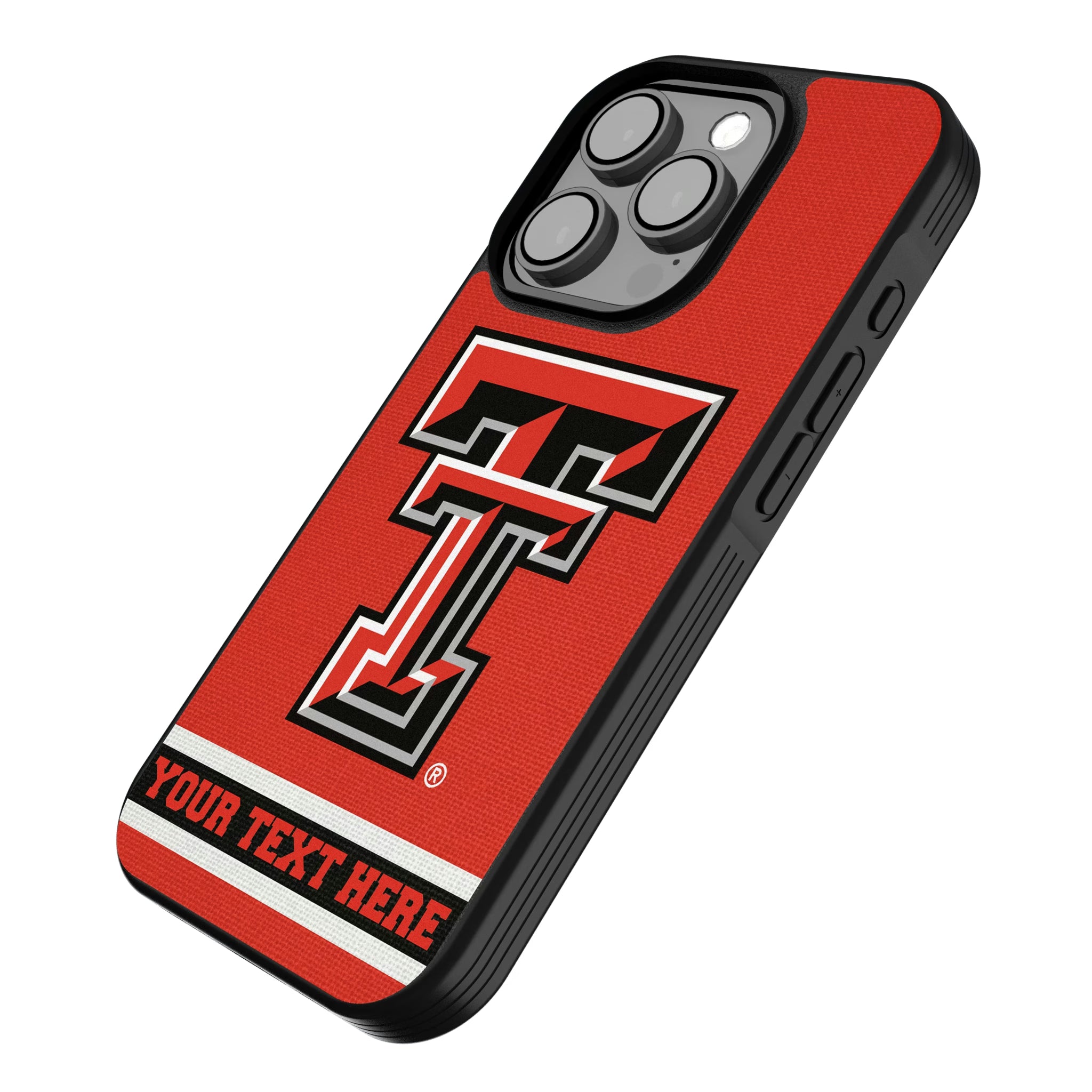 Texas Tech Red Raiders Personalized Stripe iPhone Bump Phone Case for Apple iPhone - Isometric View