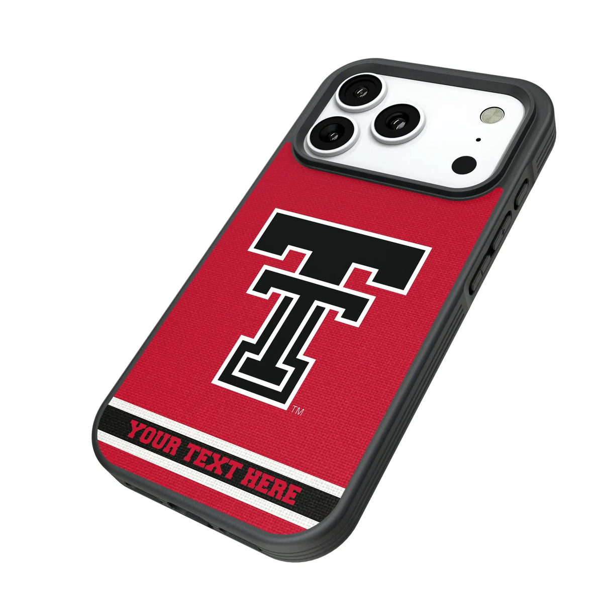 Texas Tech Red Raiders Personalized Stripe iPhone Bump Phone Case for Apple iPhone - Isometric View#Device_iPhone 18 Pro
