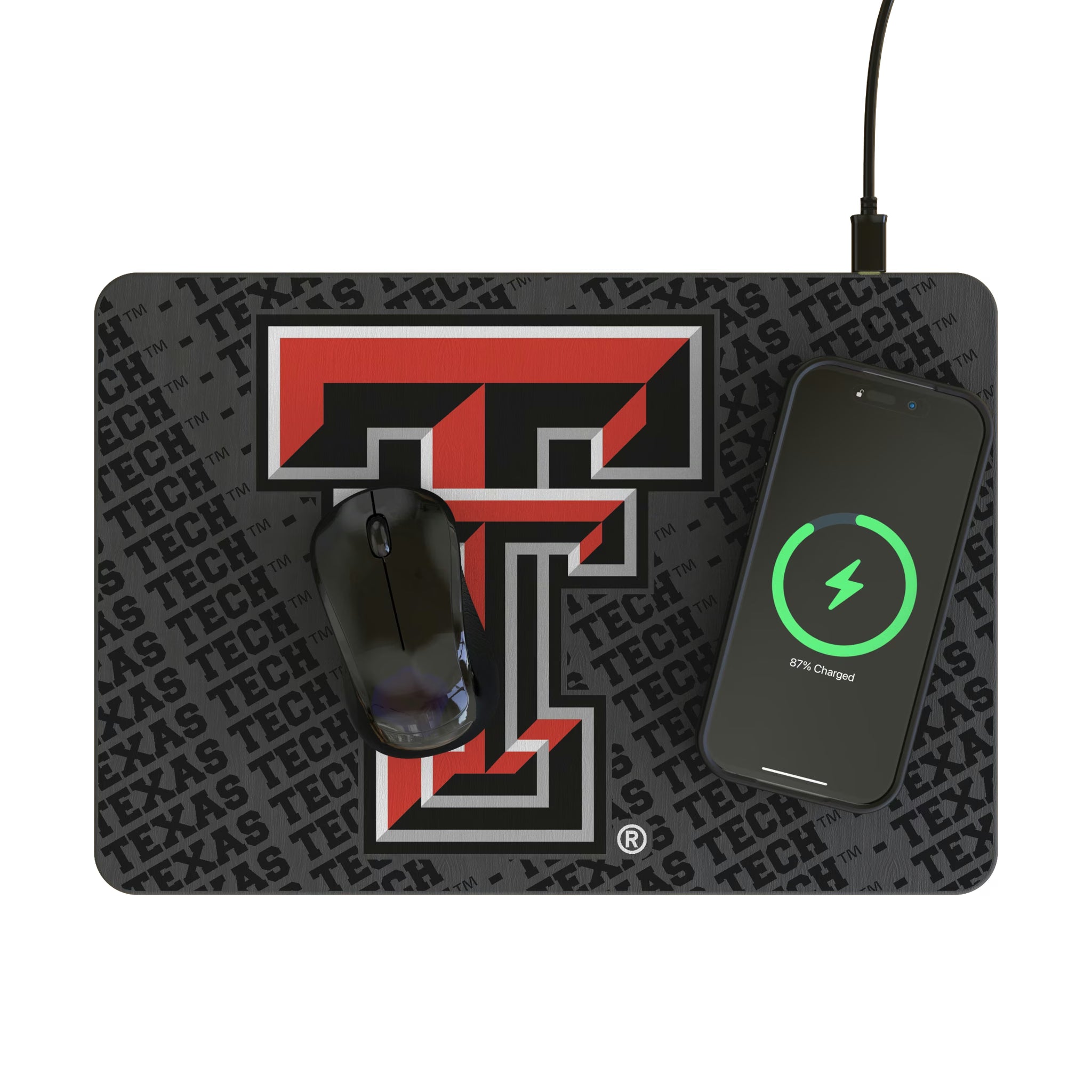 Texas Tech Red Raiders Personalized Tilt 15-Watt Wireless Charger and Mouse Pad - Lifestyle