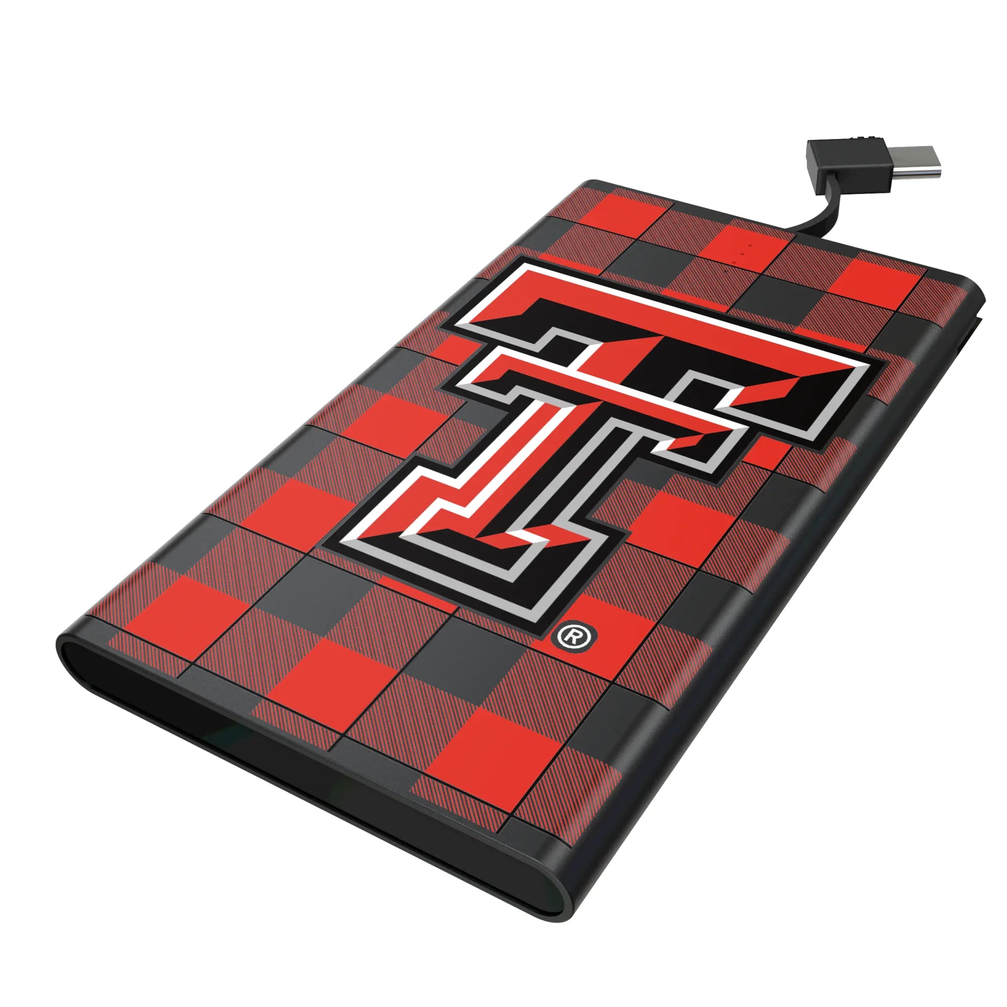 Texas Tech Red Raiders Plaid 5000mAh Flat Power Bank