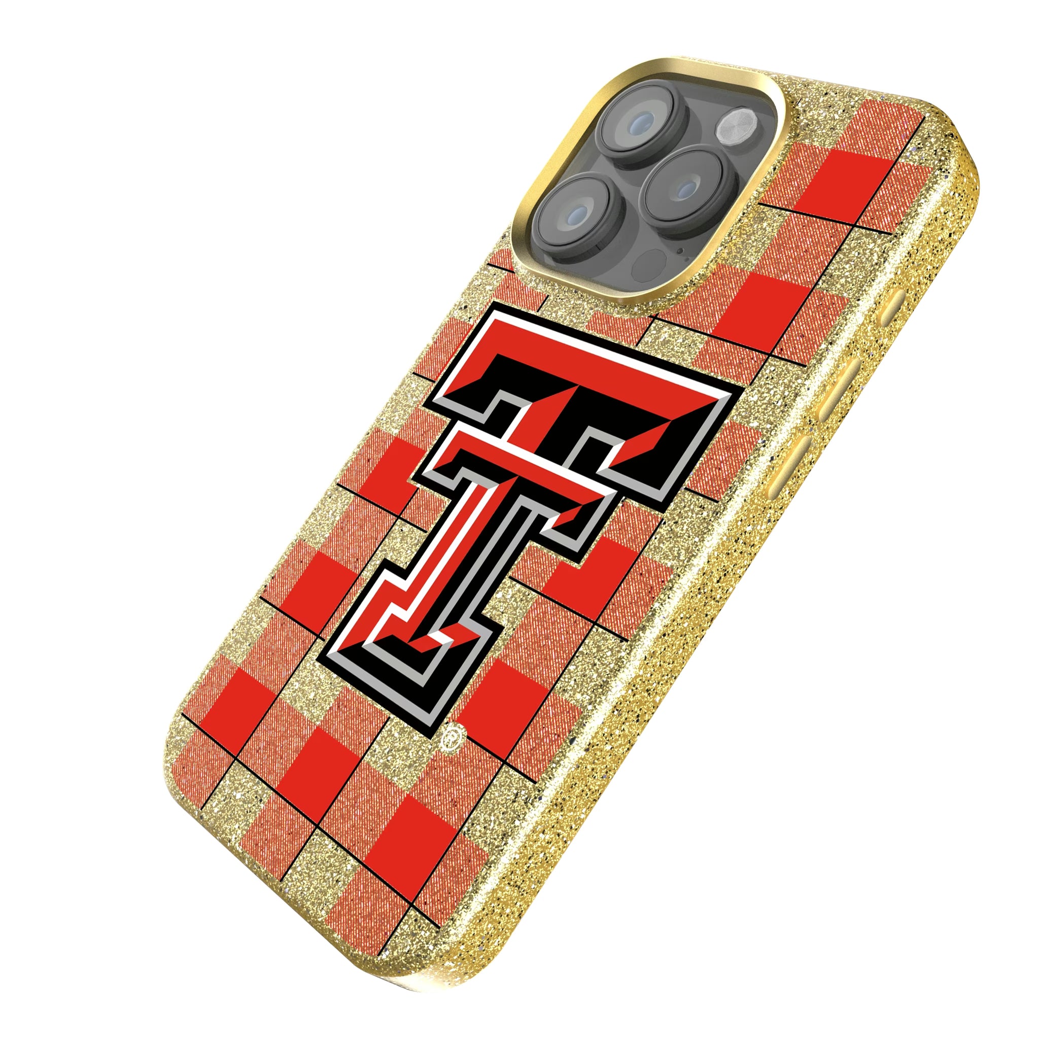 Texas Tech Red Raiders Plaid iPhone Bling Phone Case for Apple iPhone - Isometric View